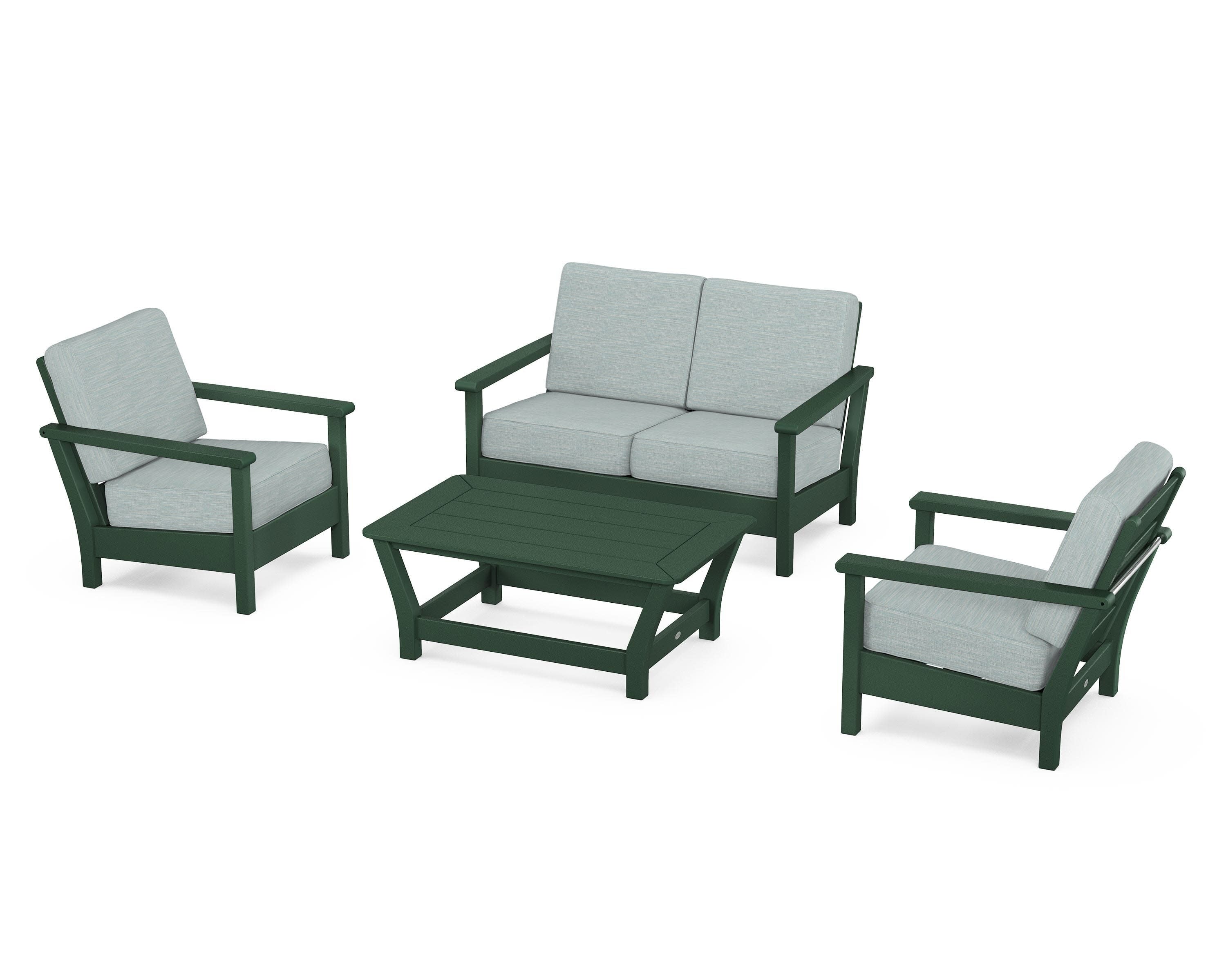 Harbour 4-Piece Deep Seating Set in Green / Soothe Mist