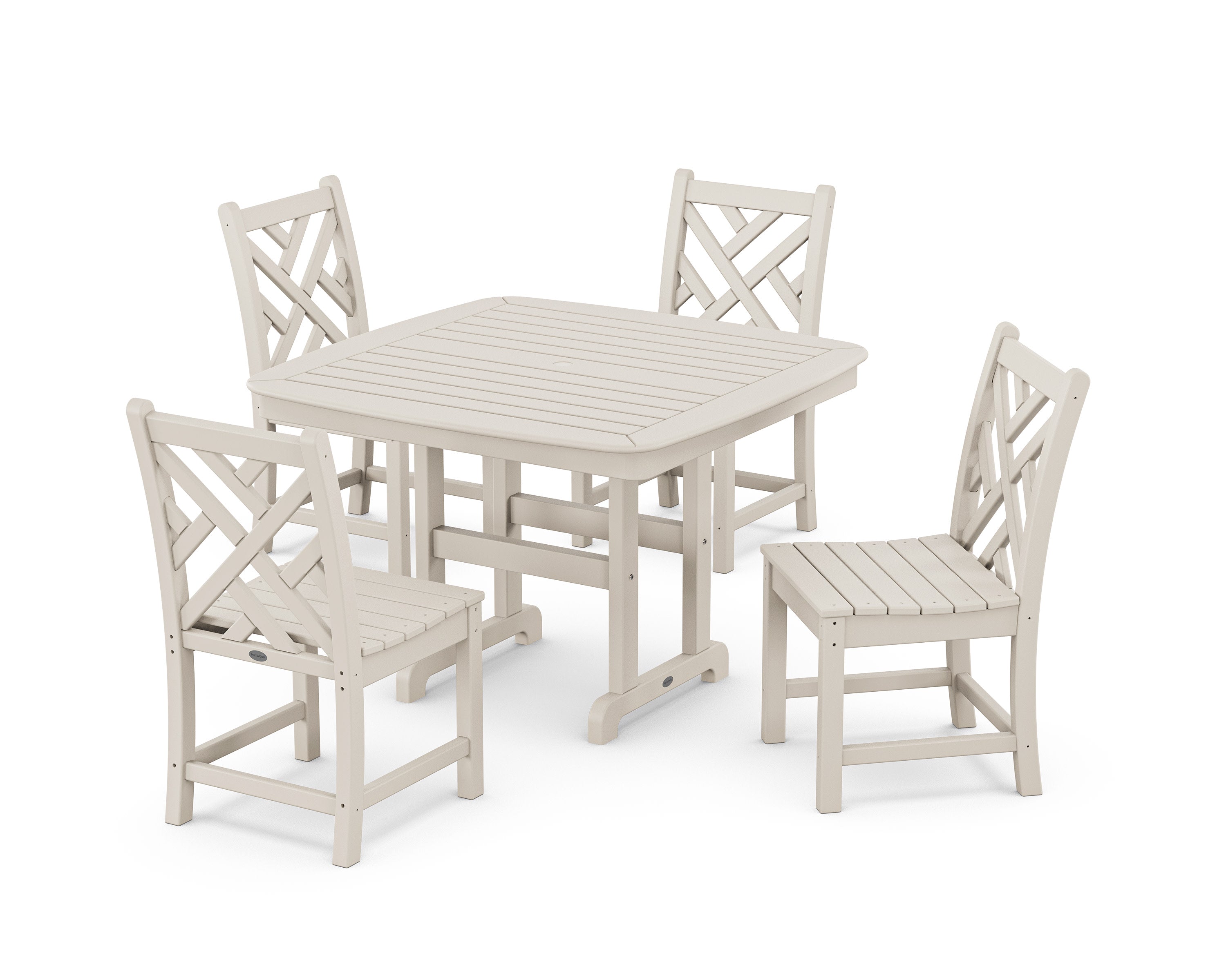 Chippendale Side Chair 5-Piece Dining Set with Trestle Legs in Sand