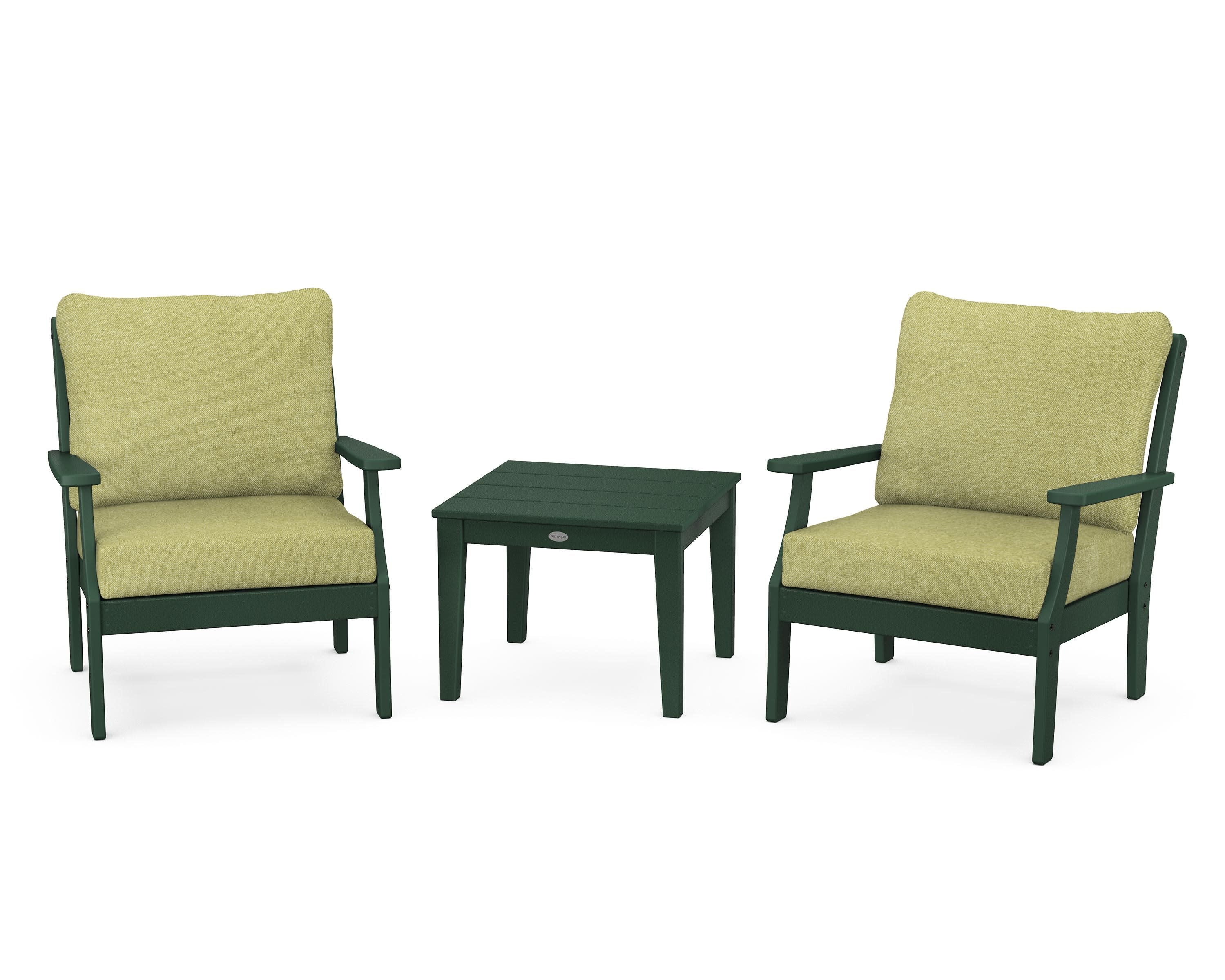 Braxton 3-Piece Deep Seating Set in Green / Chartreuse Boucle