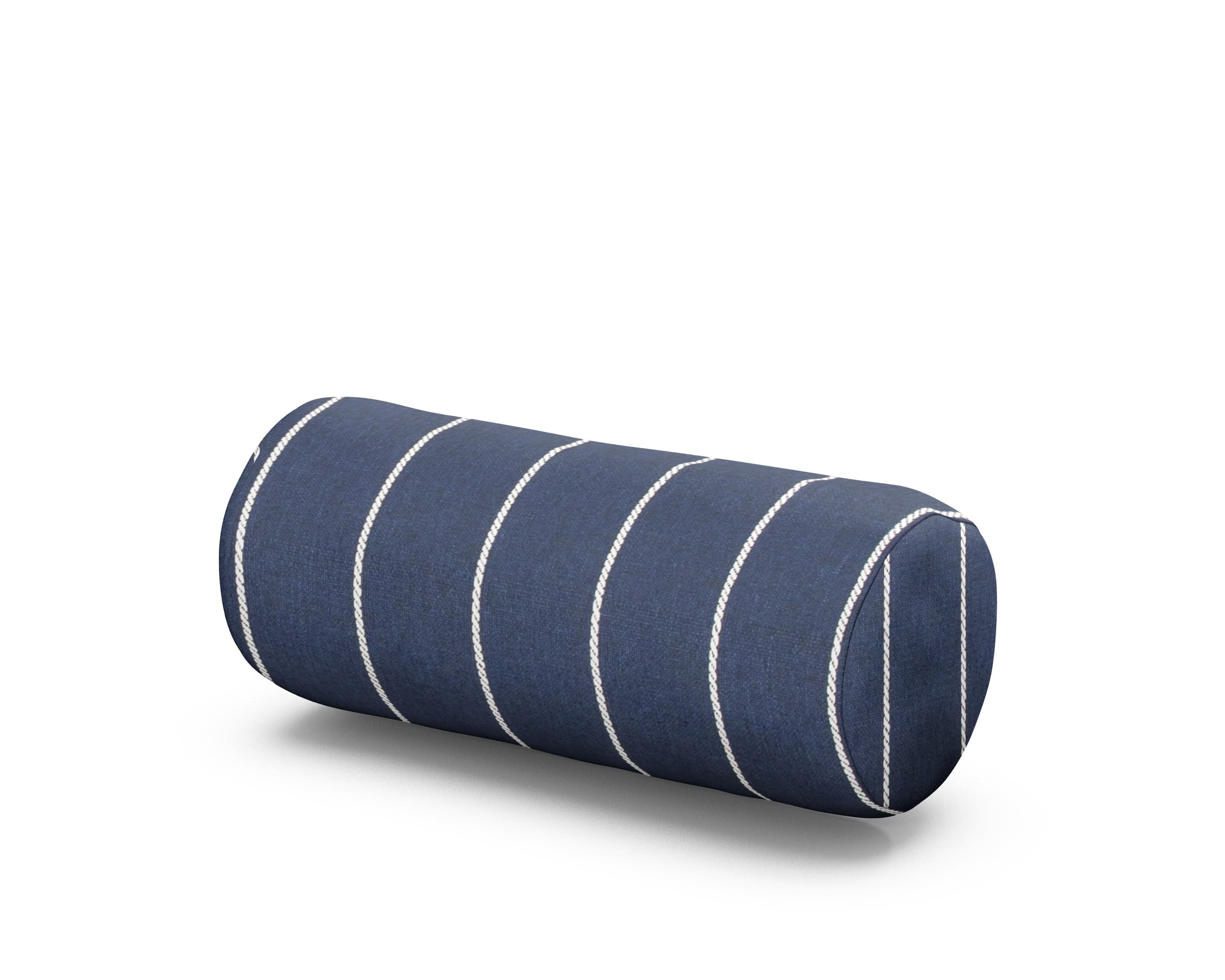 Outdoor Bolster Pillow in Pencil Navy