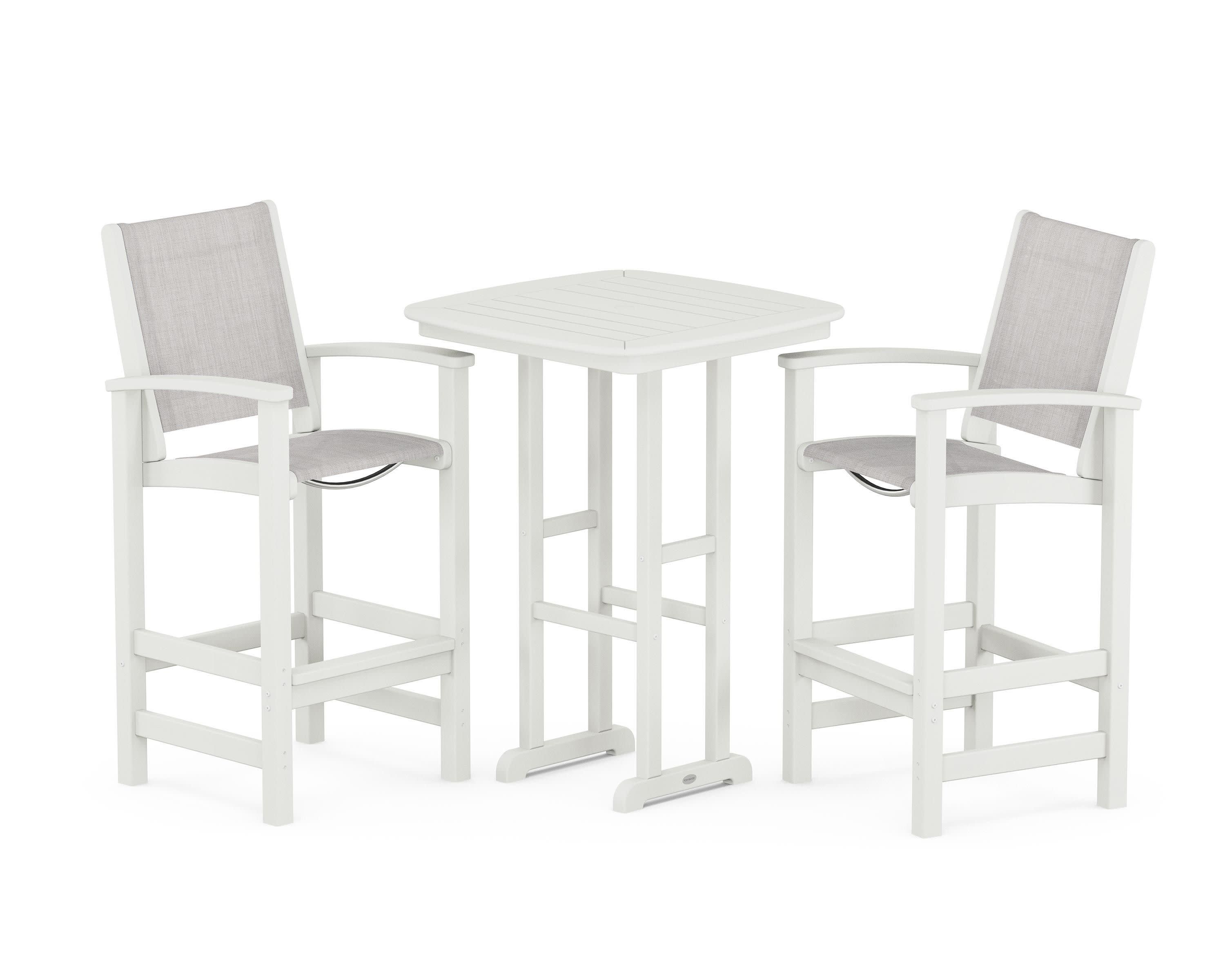 Coastal 3-Piece Bar Set in Vintage White / Parchment Sling