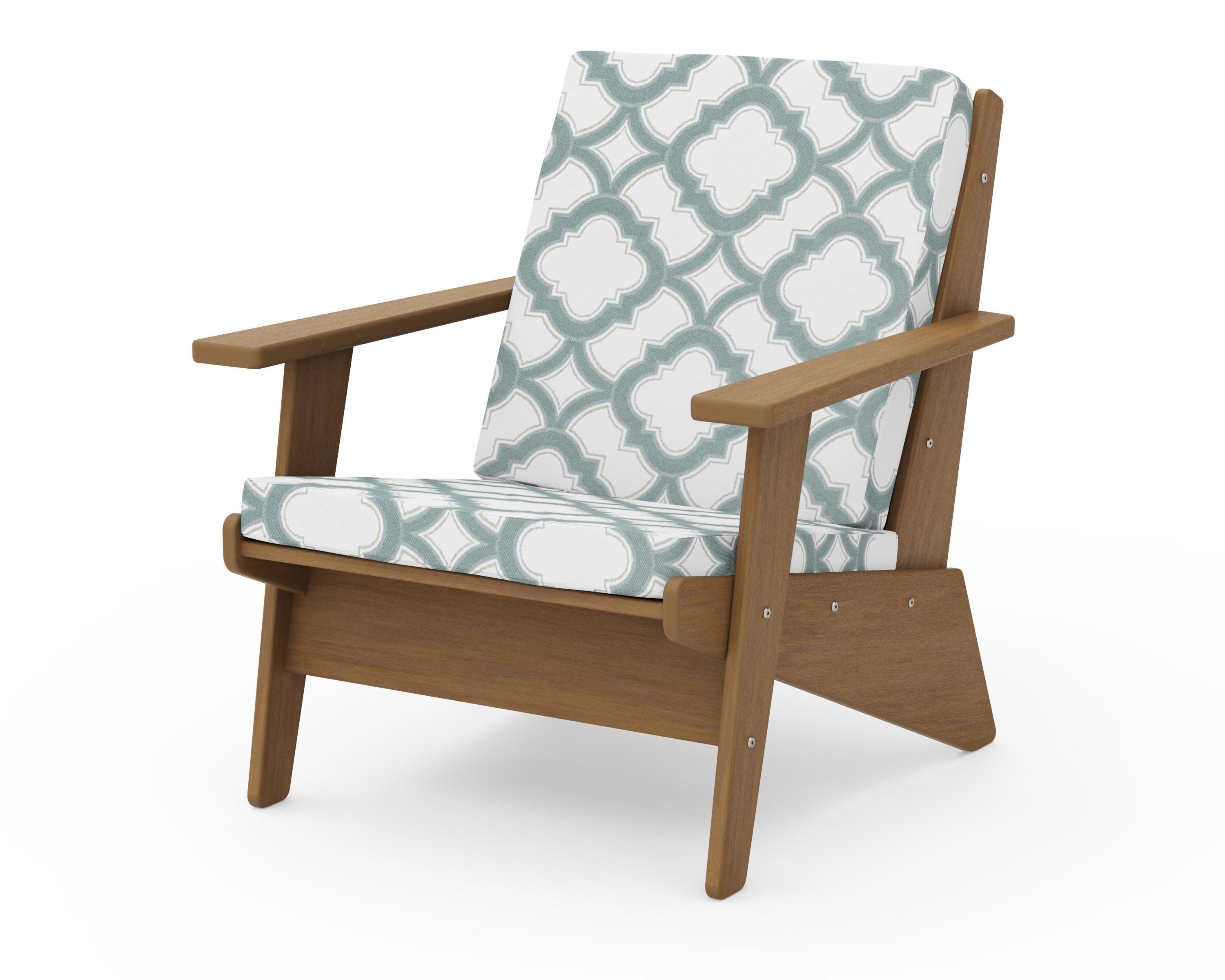 Riviera Modern Lounge Chair in Natural / Trellis Glacier Spa