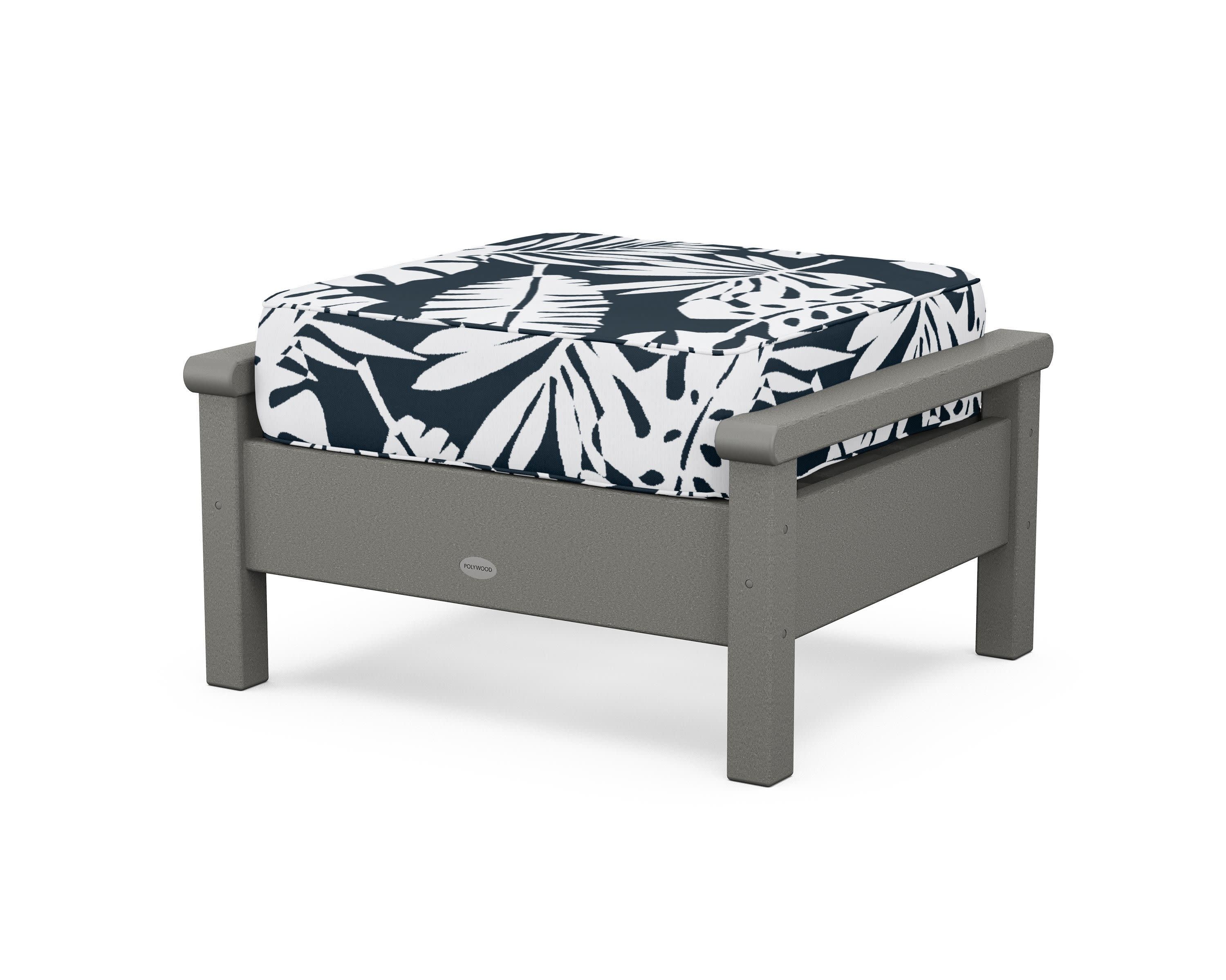 Harbour Deep Seating Ottoman in Slate Grey / Leaf Marine Indigo