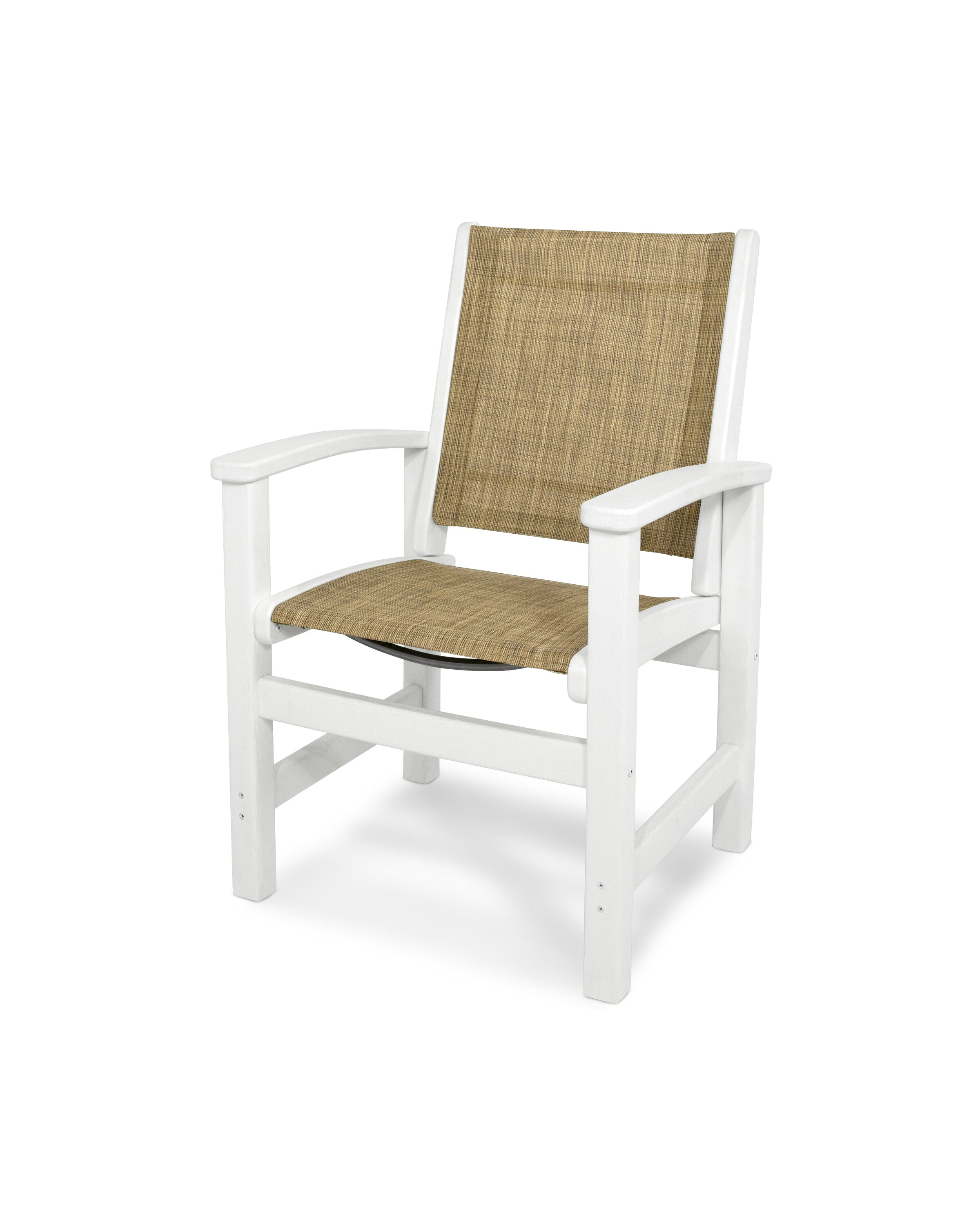 Coastal Dining Chair in White / Burlap Sling