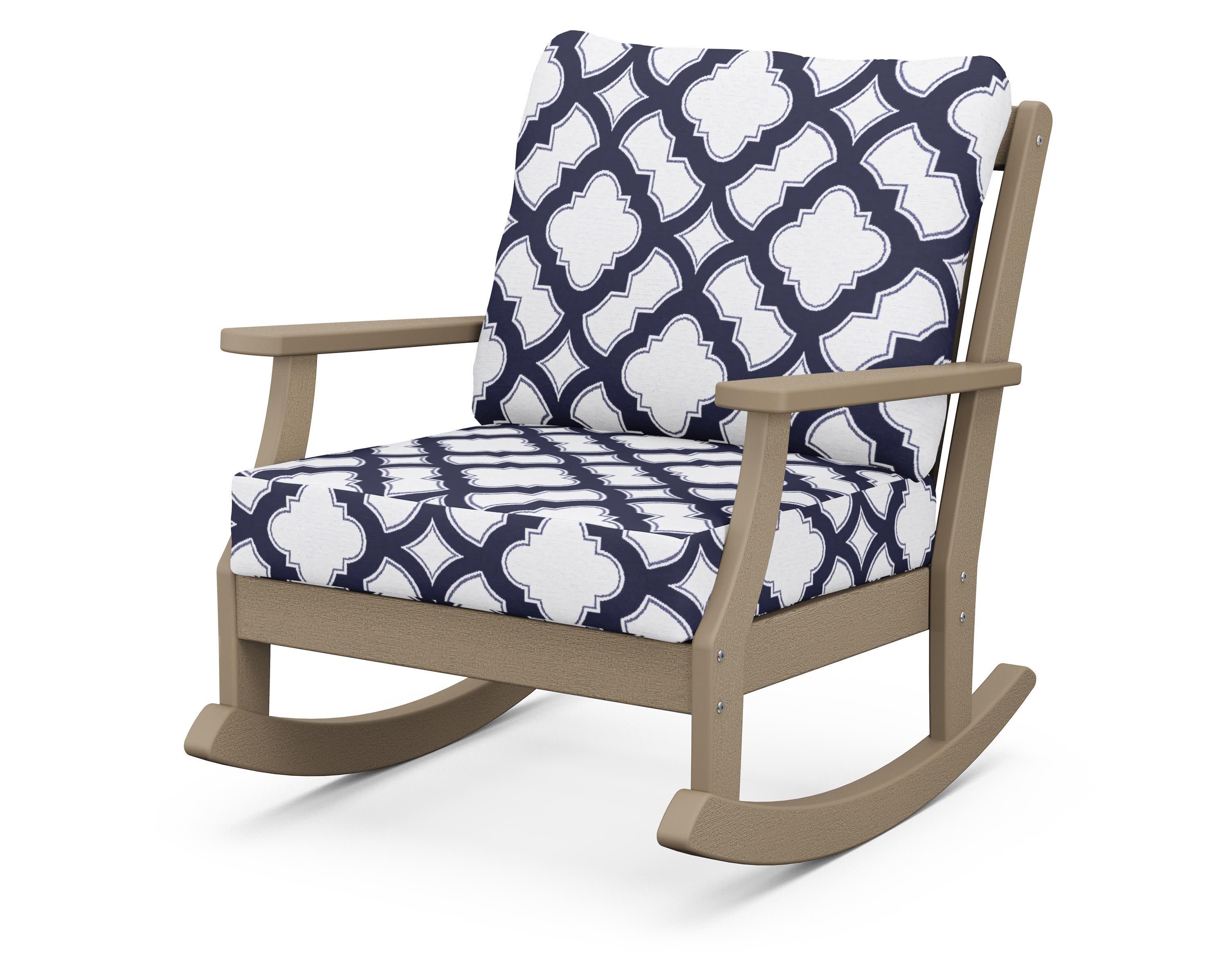 Braxton Deep Seating Rocking Chair in Vintage Sahara / Trellis Navy