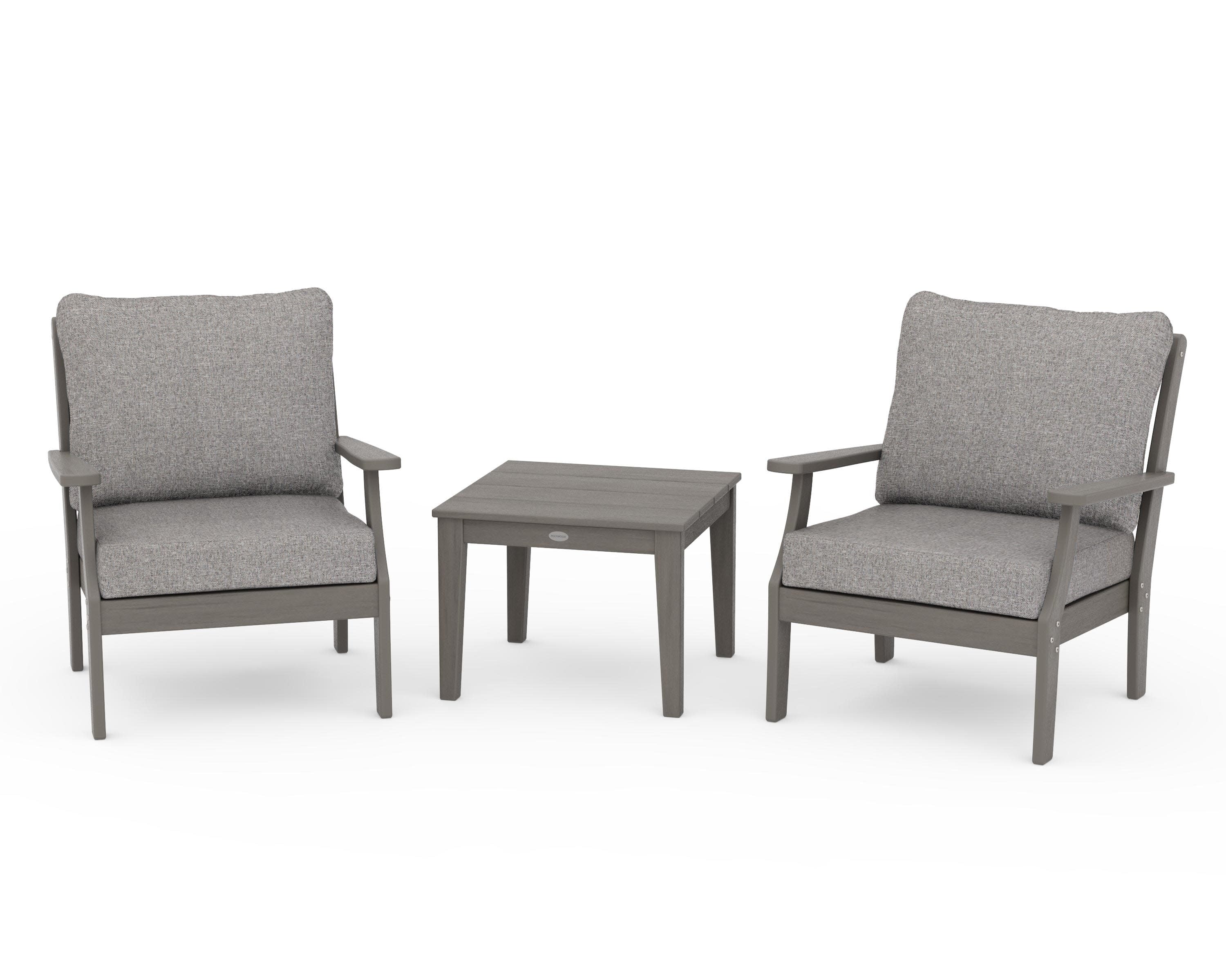 Braxton 3-Piece Deep Seating Set in Driftwood / Grey Mist
