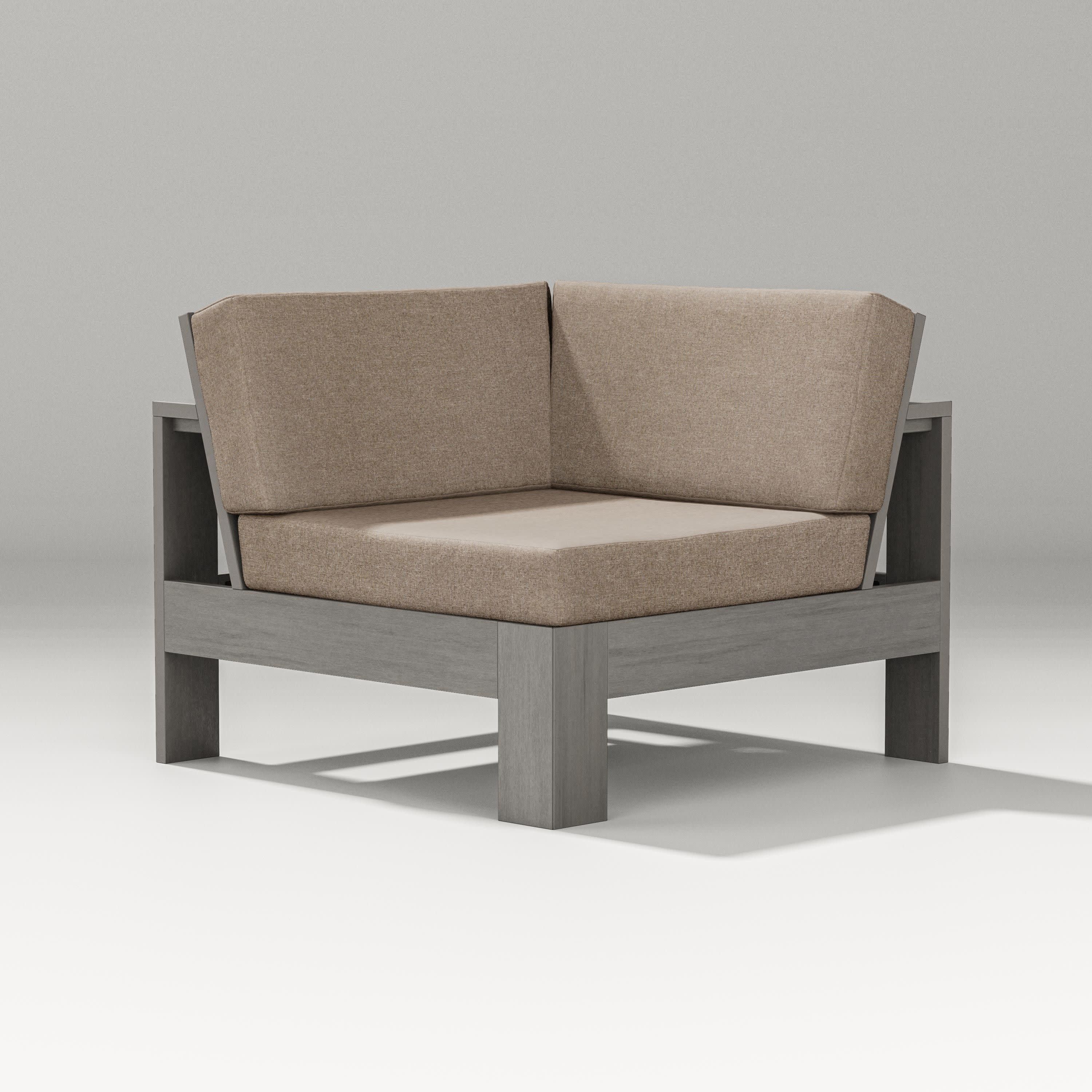 Latitude Modular Corner Chair in Driftwood / Spiced Burlap