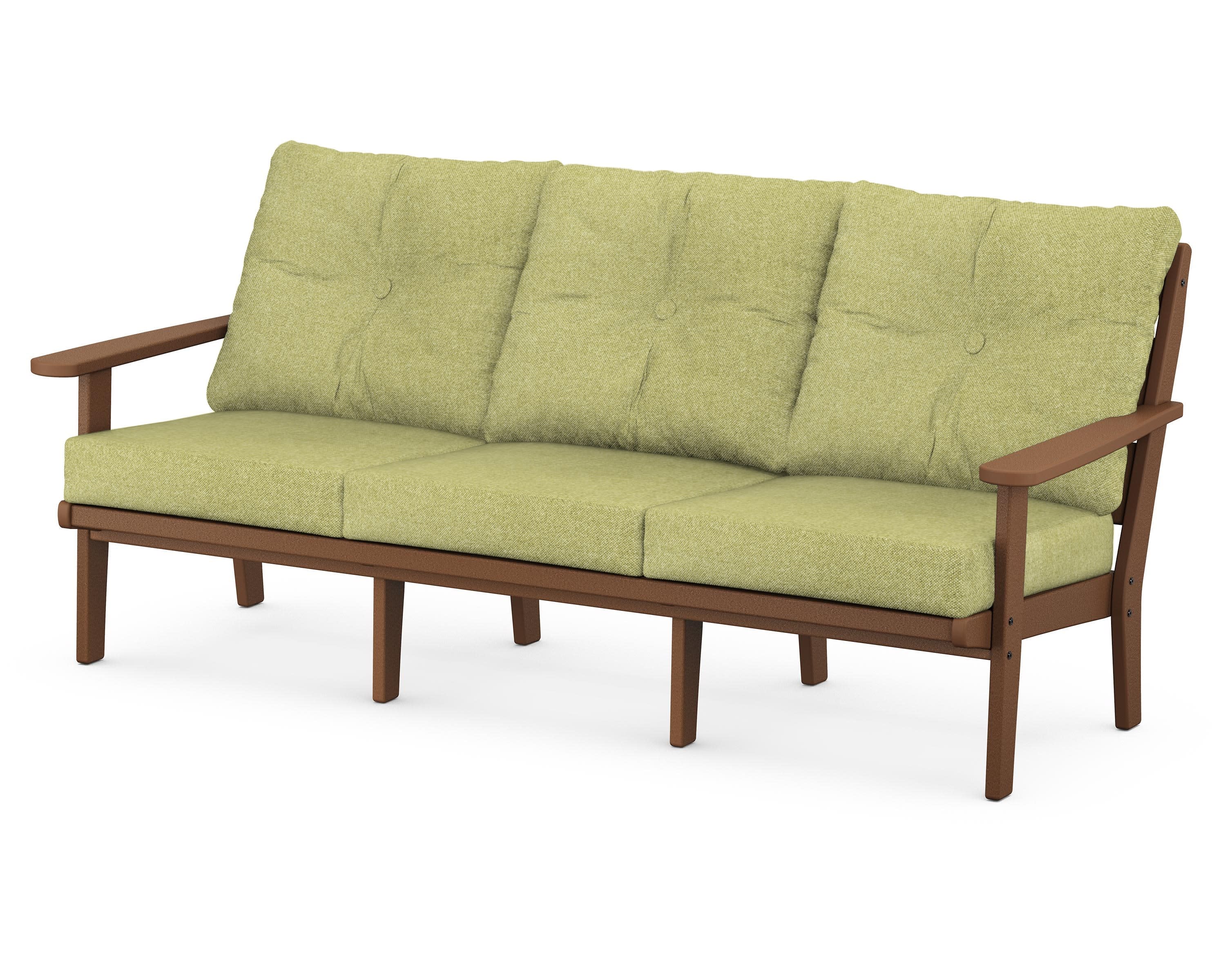 Lakeside Deep Seating Sofa in Teak / Chartreuse Boucle