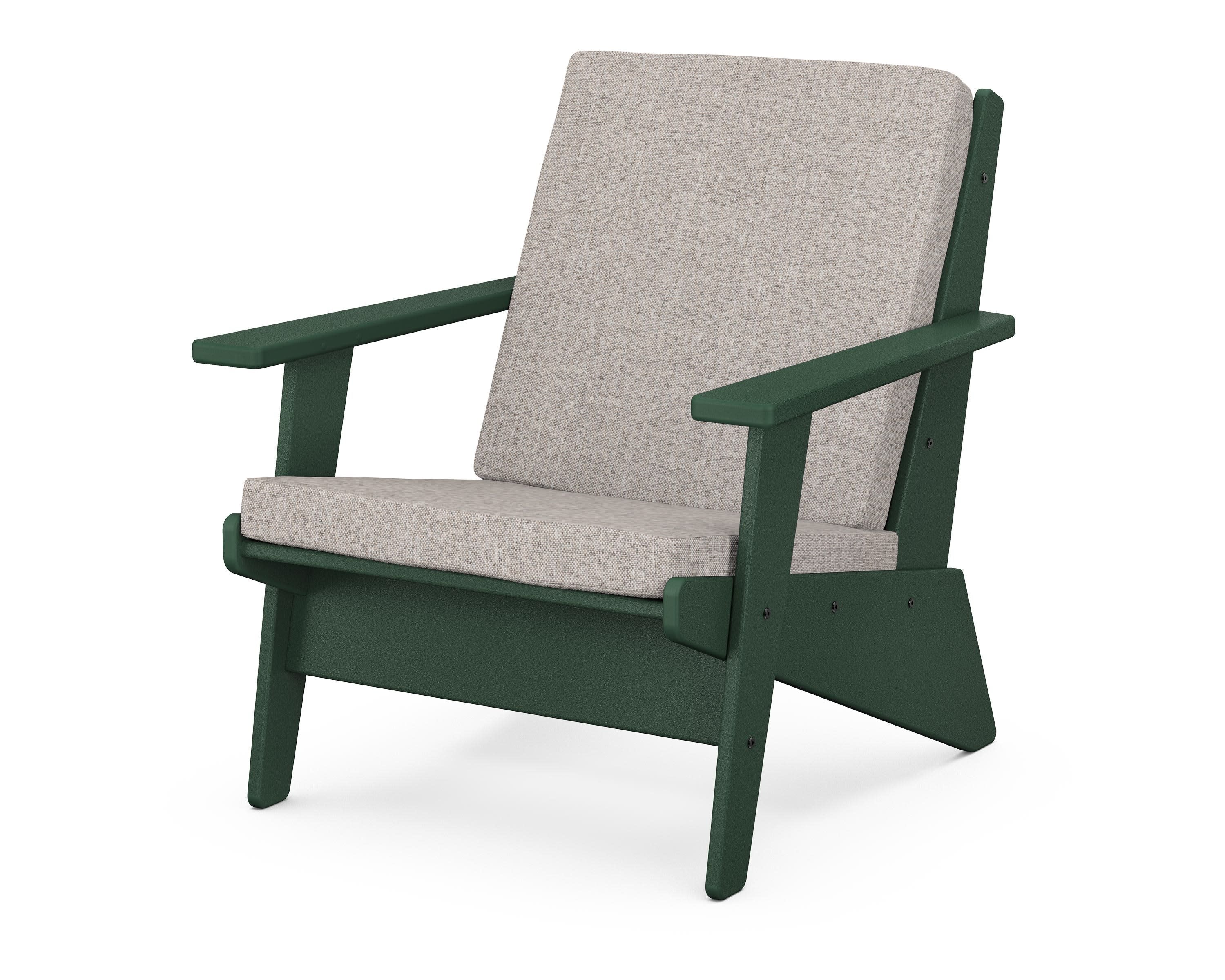 Riviera Modern Lounge Chair in Green / Weathered Tweed