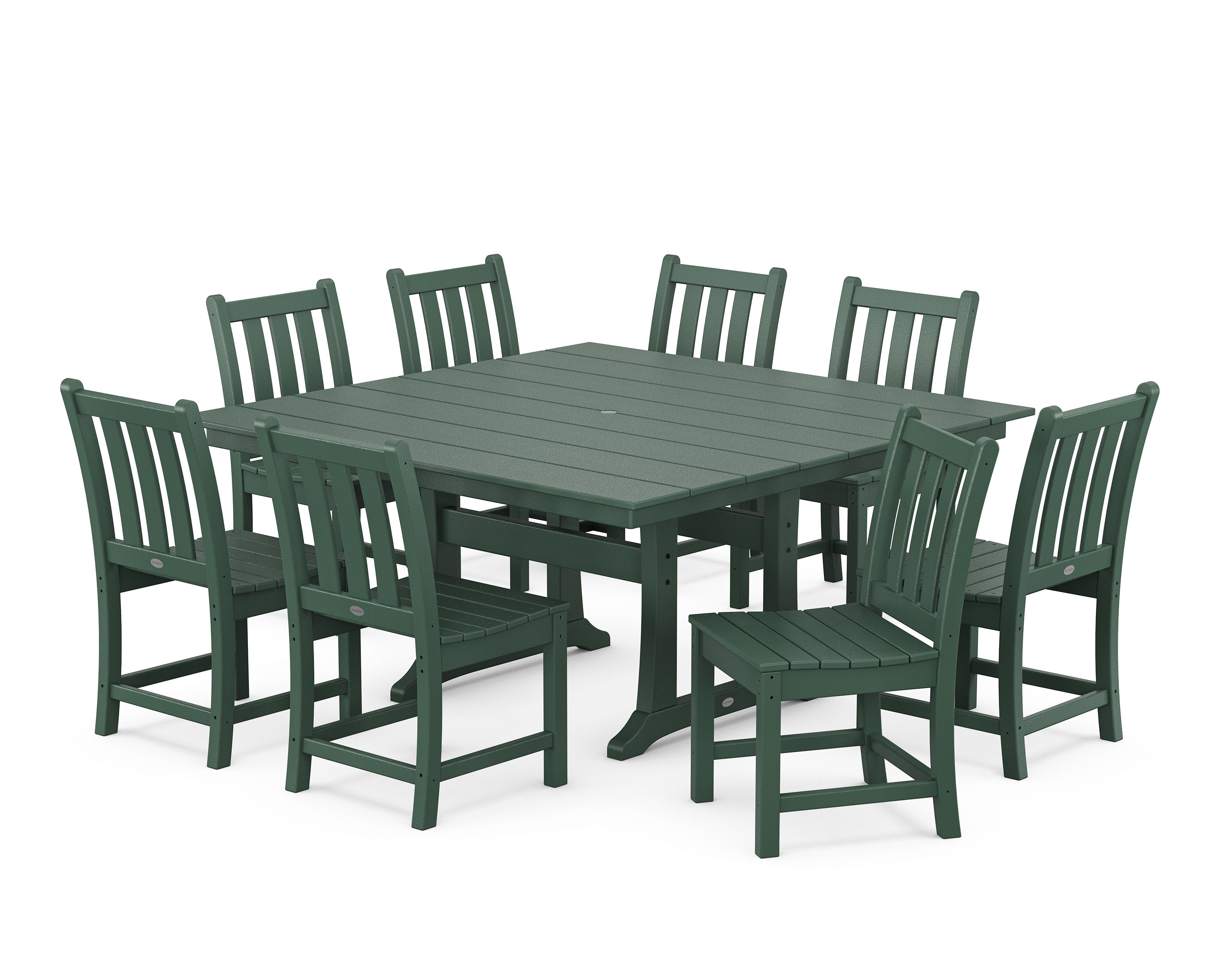 Traditional Garden 9-Piece Farmhouse Trestle Dining Set in Green