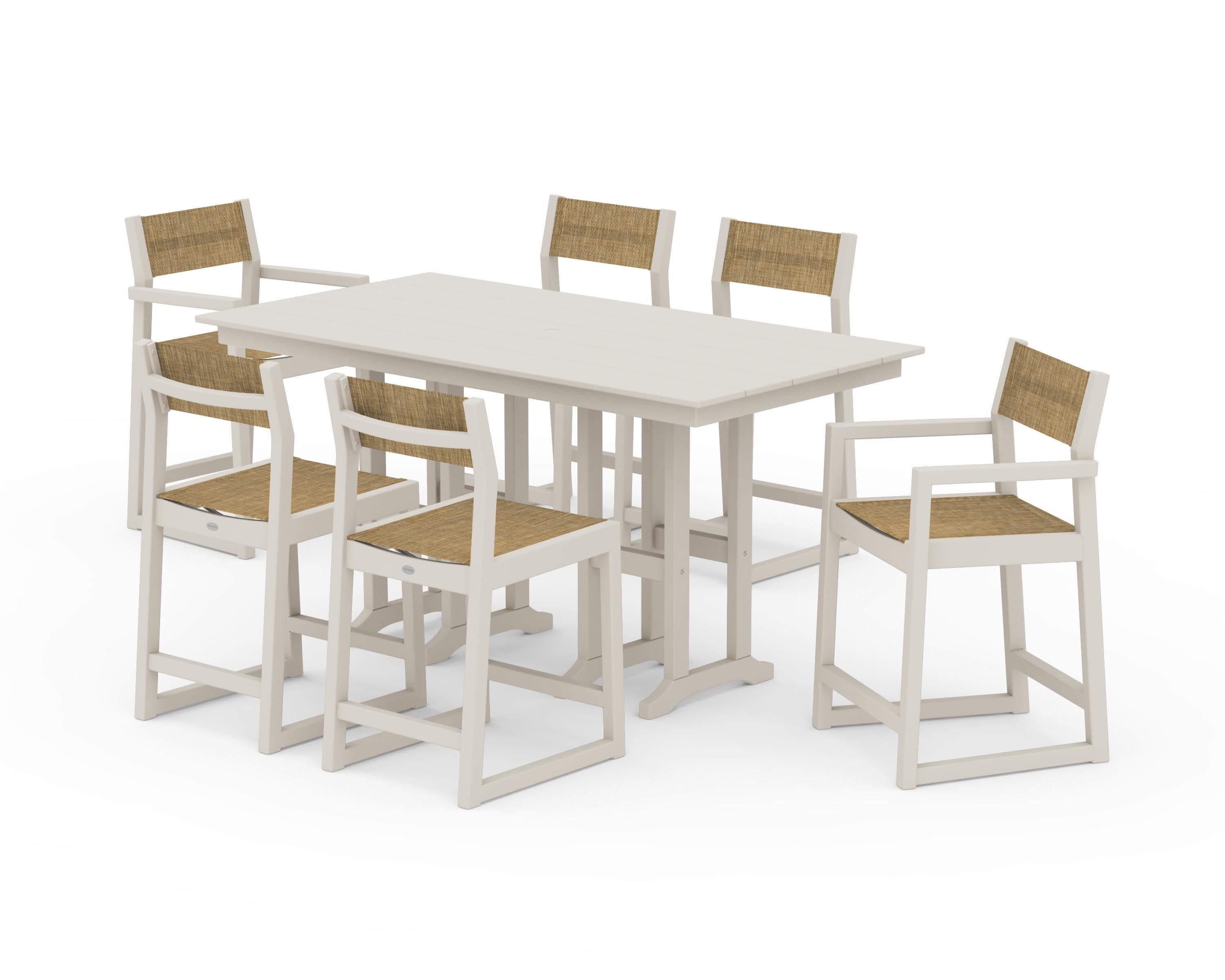 EDGE Sling 7-Piece Farmhouse Counter Set in Sand / Burlap Sling