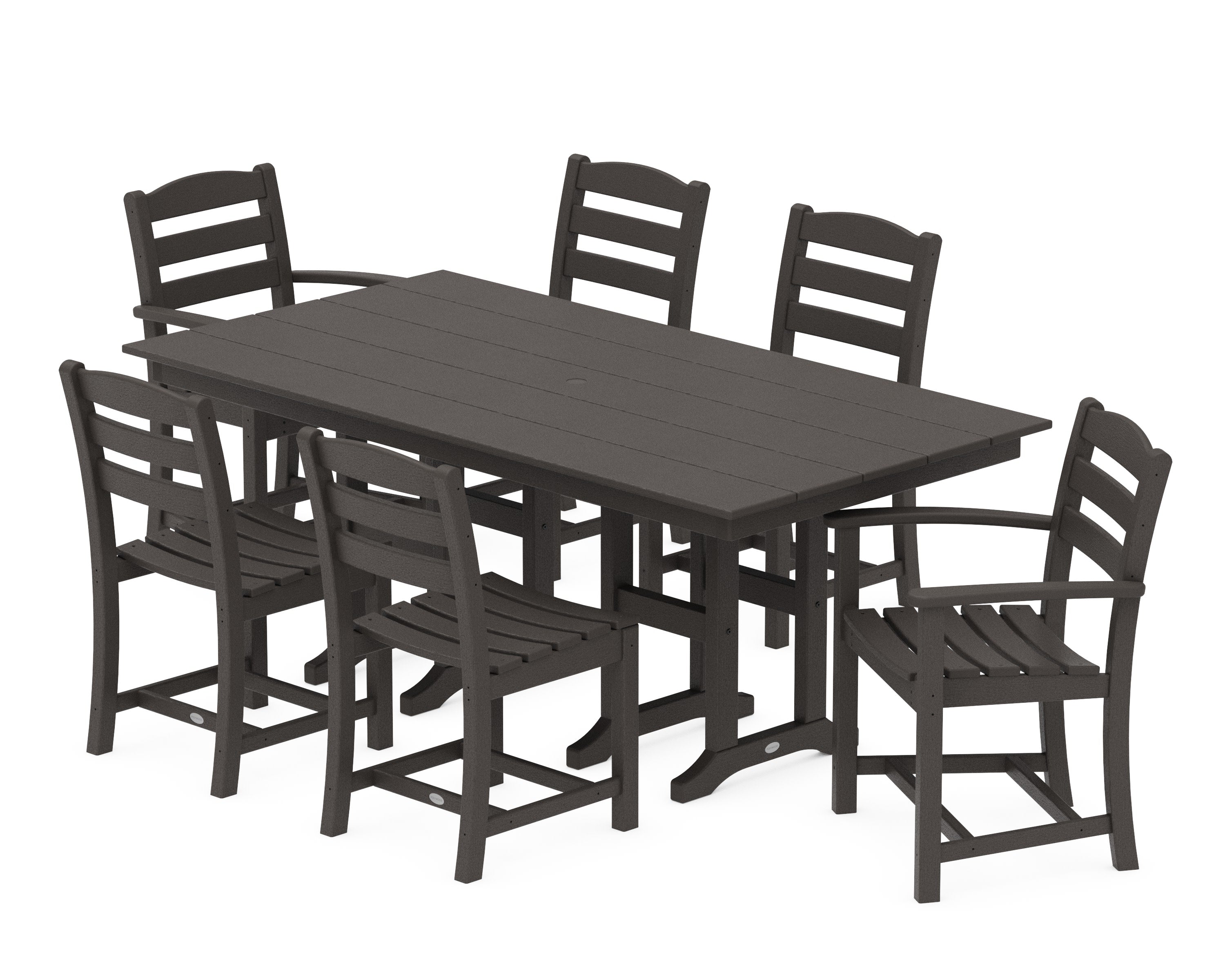 La Casa Caf 7-Piece Farmhouse Dining Set in Vintage Coffee