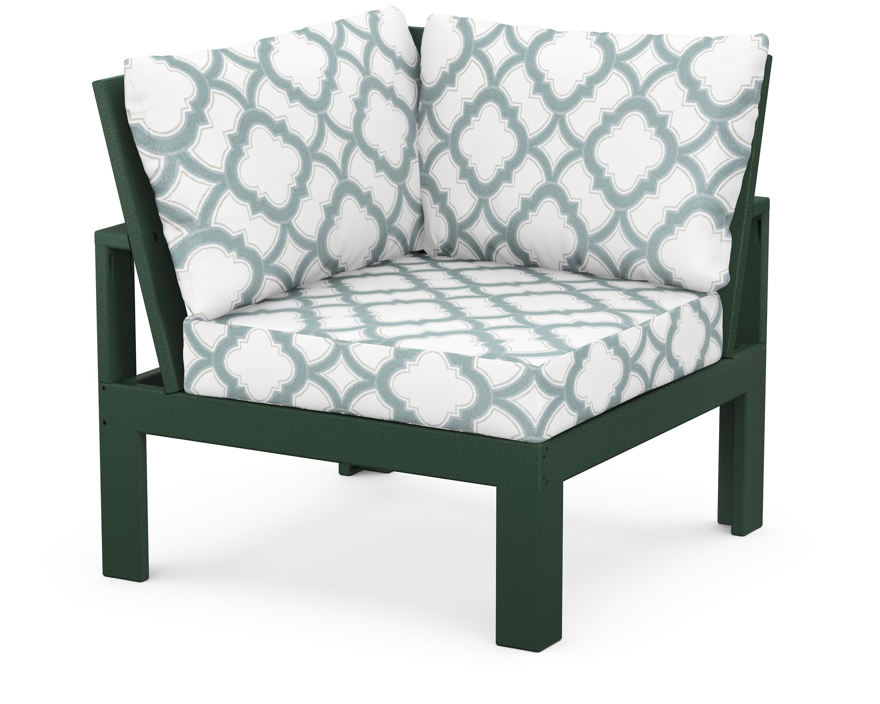 Modular Corner Chair in Green / Trellis Glacier Spa
