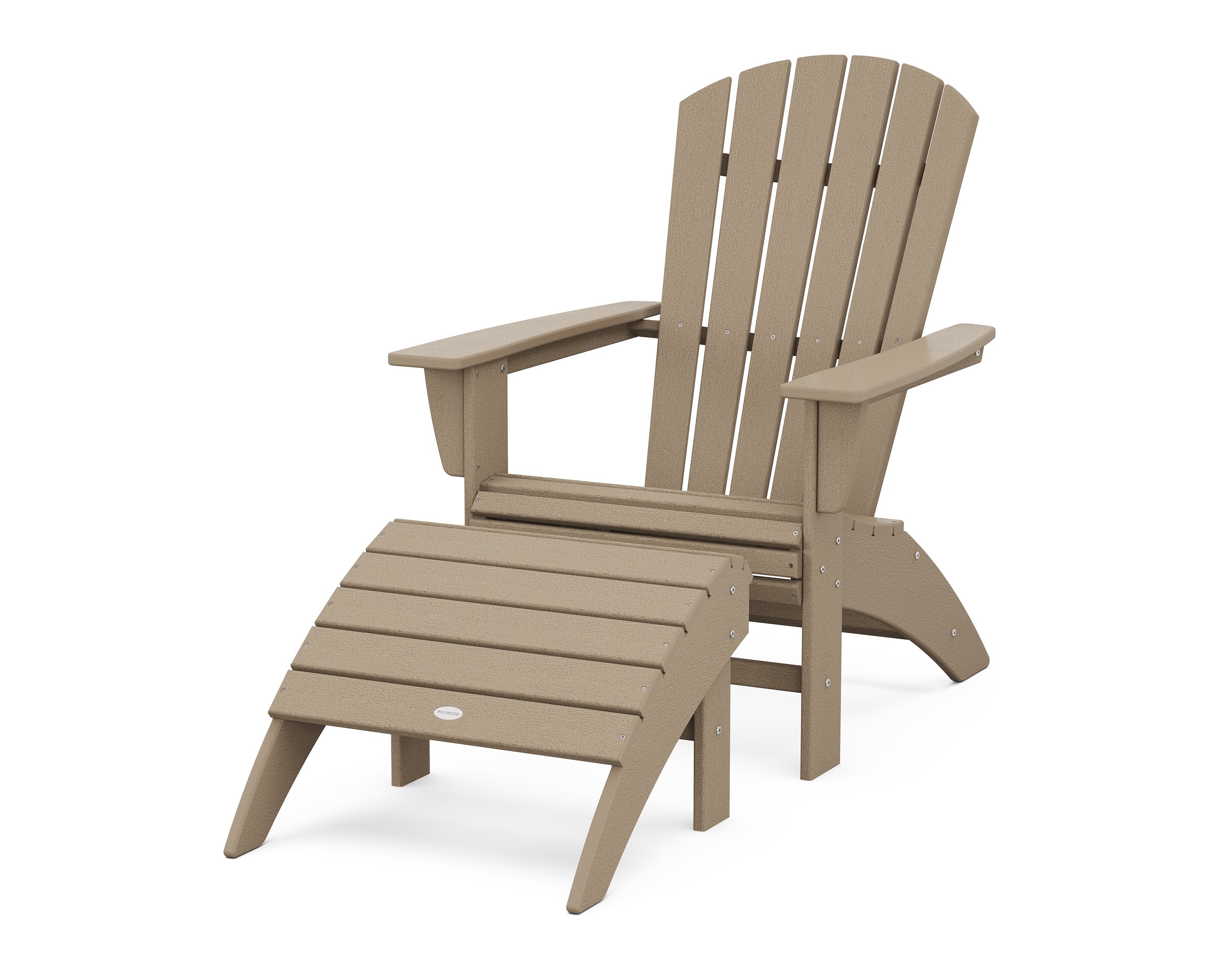Nautical Curveback Adirondack Chair 2-Piece Set with Ottoman in Vintage Sahara