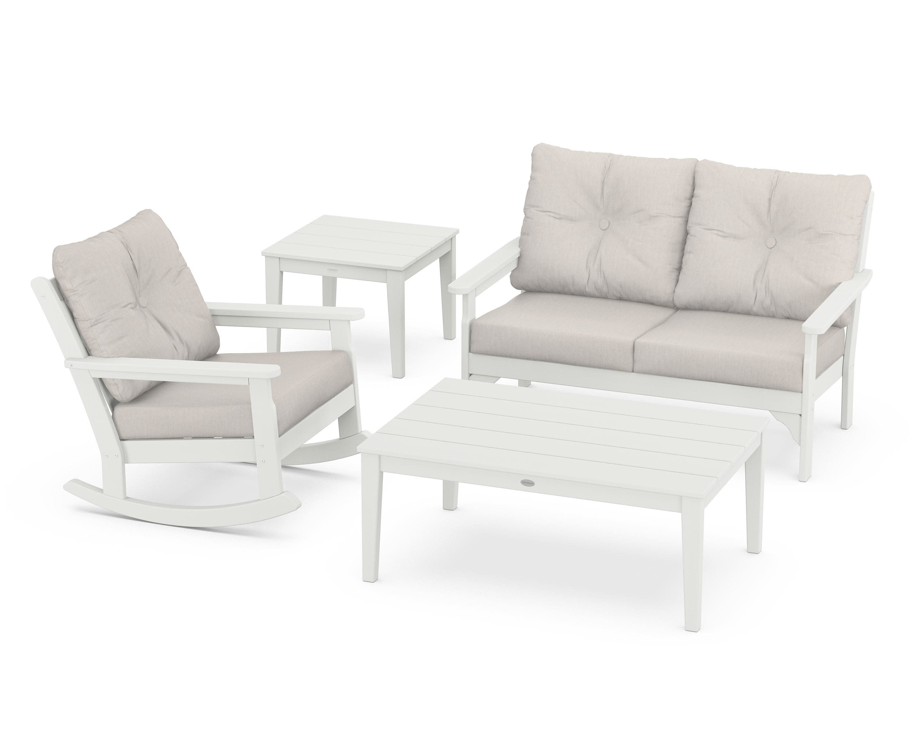 Vineyard 4-Piece Deep Seating Rocker Set in Vintage White / Cast Ash
