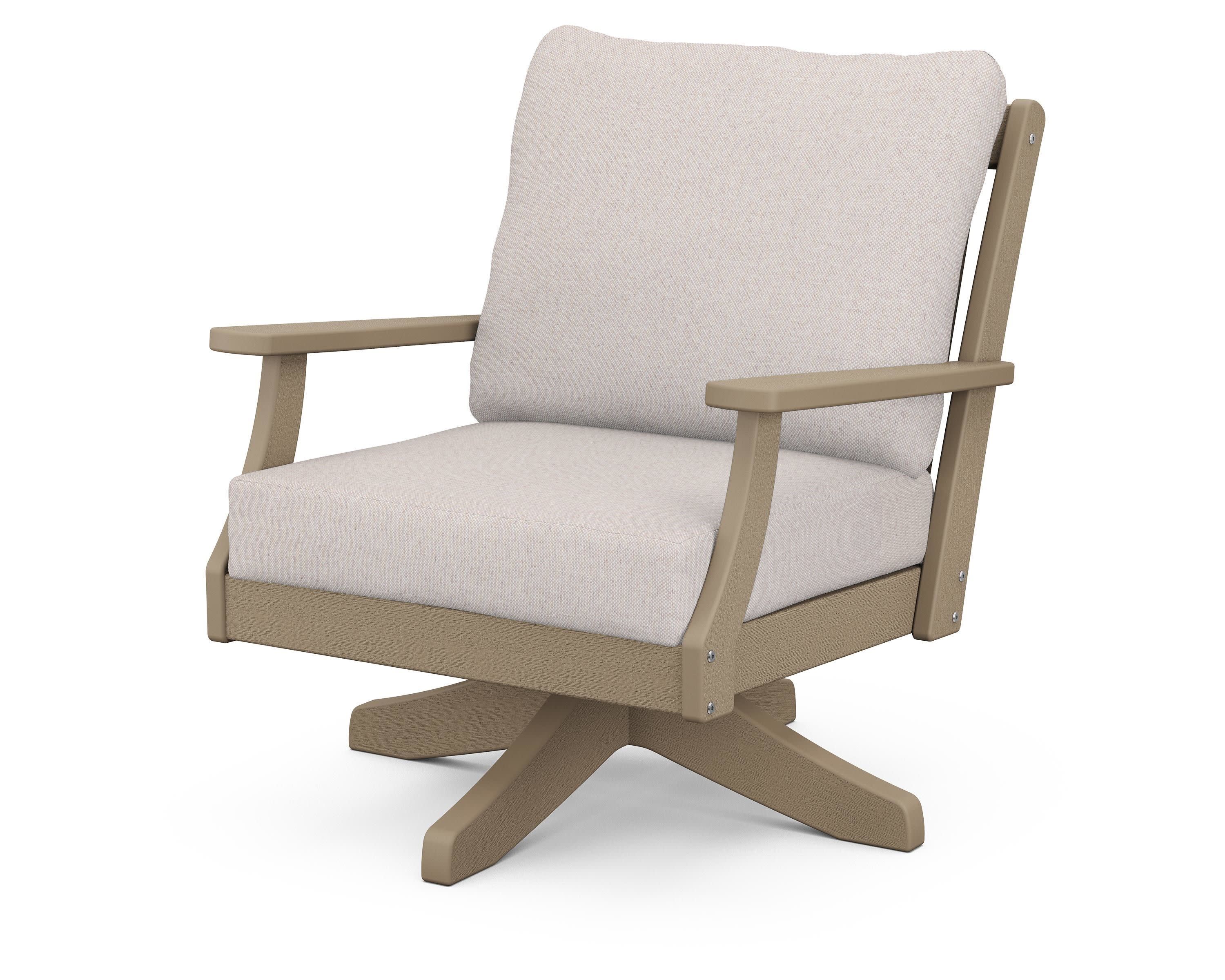 Braxton Deep Seating Swivel Chair in Vintage Sahara / Dune Burlap