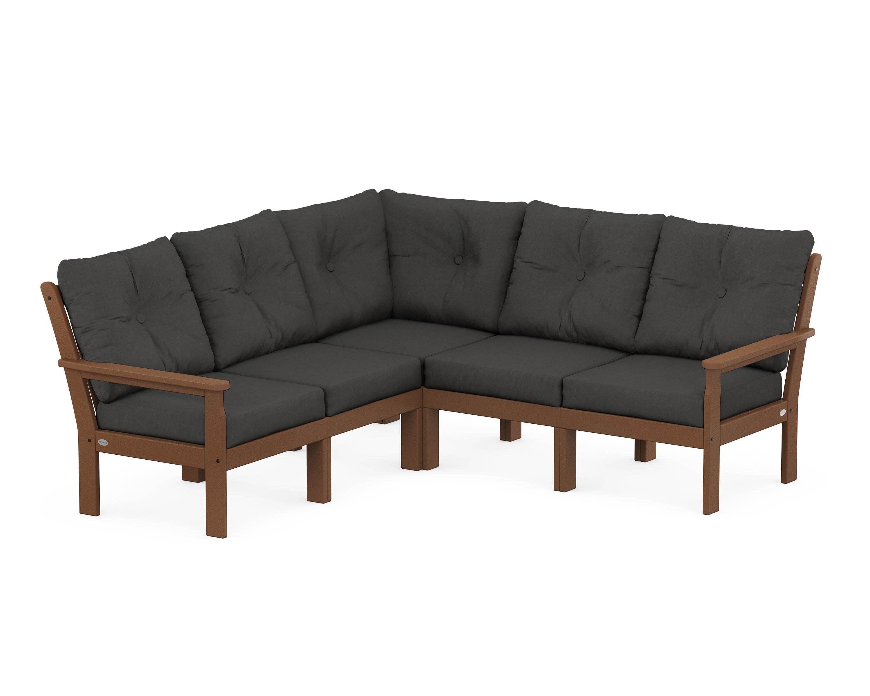 Vineyard 5-Piece Sectional in Teak / Spectrum Carbon