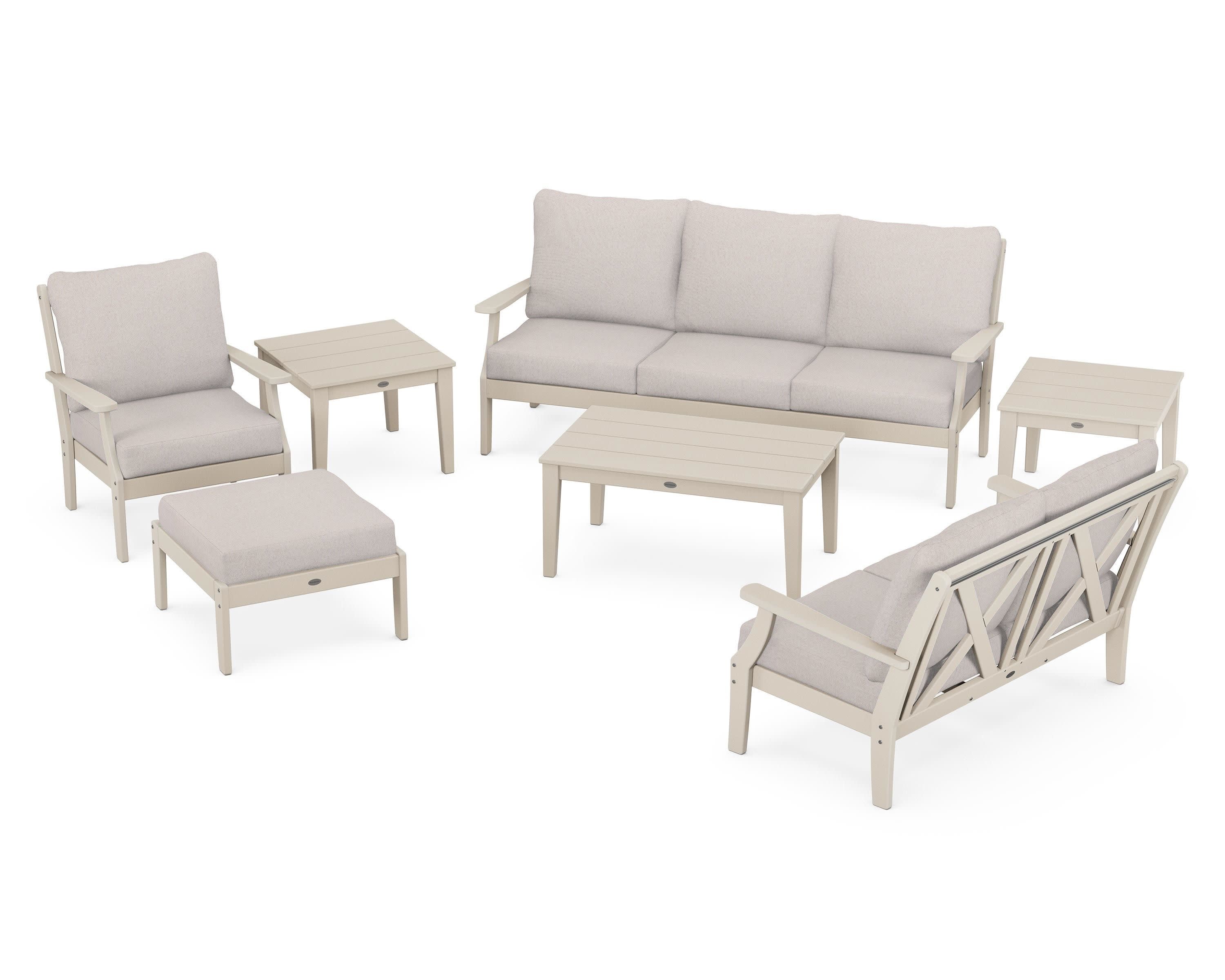 Braxton 7-Piece Deep Seating Set in Sand / Dune Burlap
