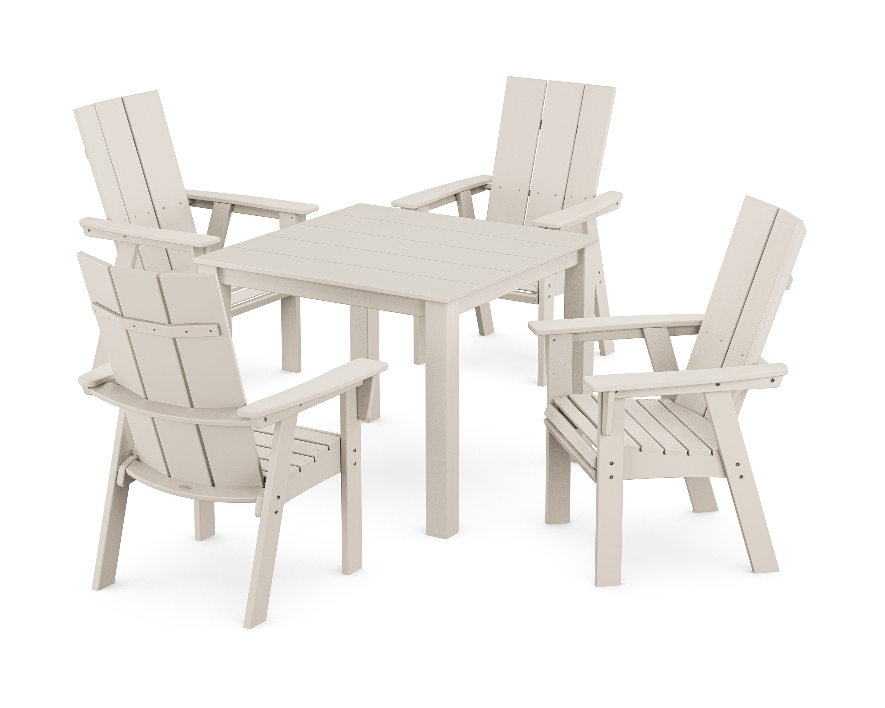 Modern Curveback Adirondack 5-Piece Parsons Dining Set in Sand