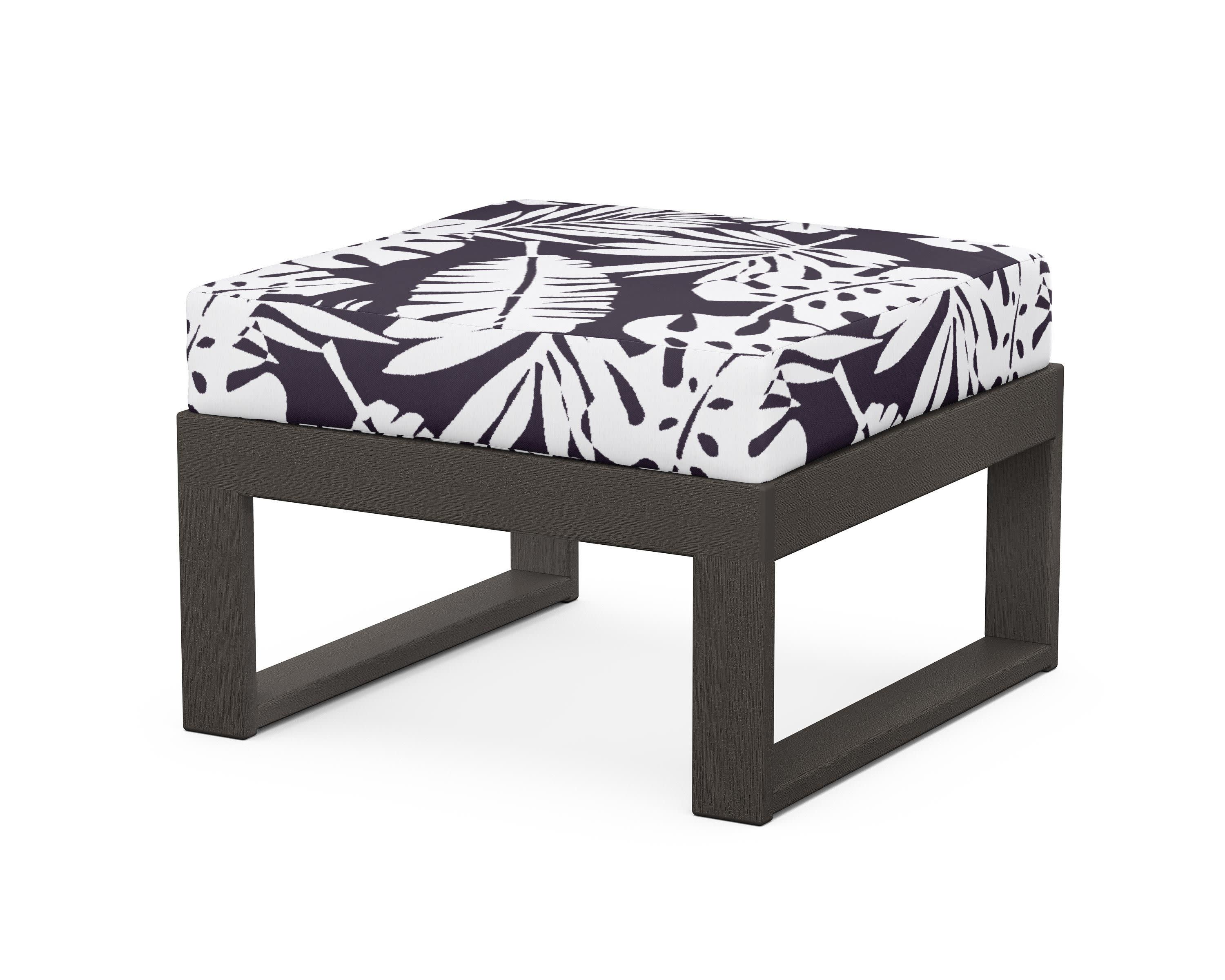 Modular Ottoman - Modern in Vintage Coffee / Leaf Navy