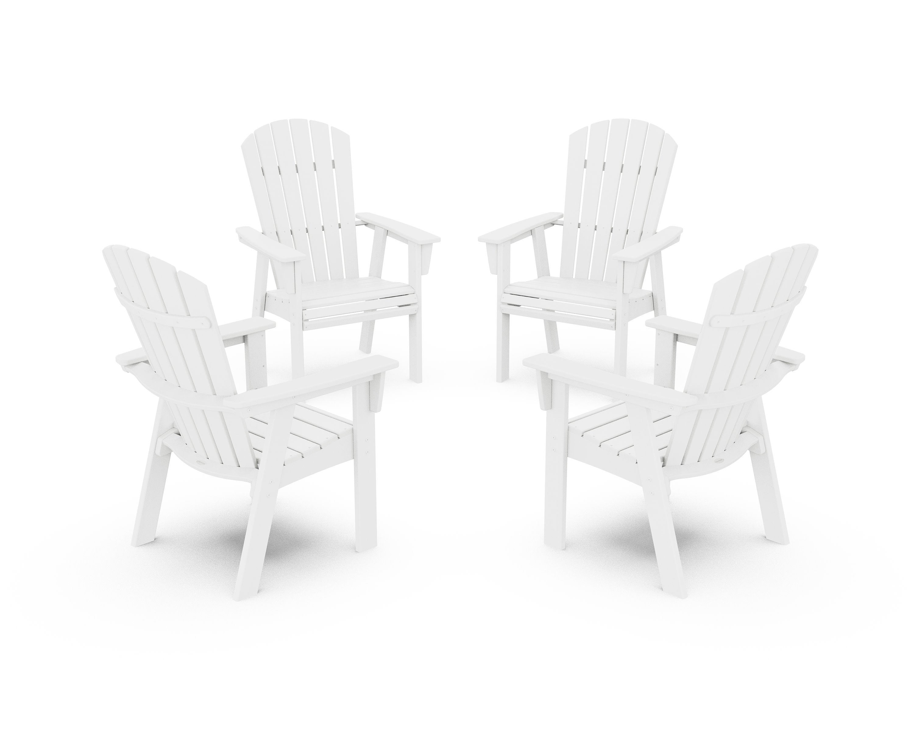 Nautical 4-Piece Curveback Upright Adirondack Conversation Set in White