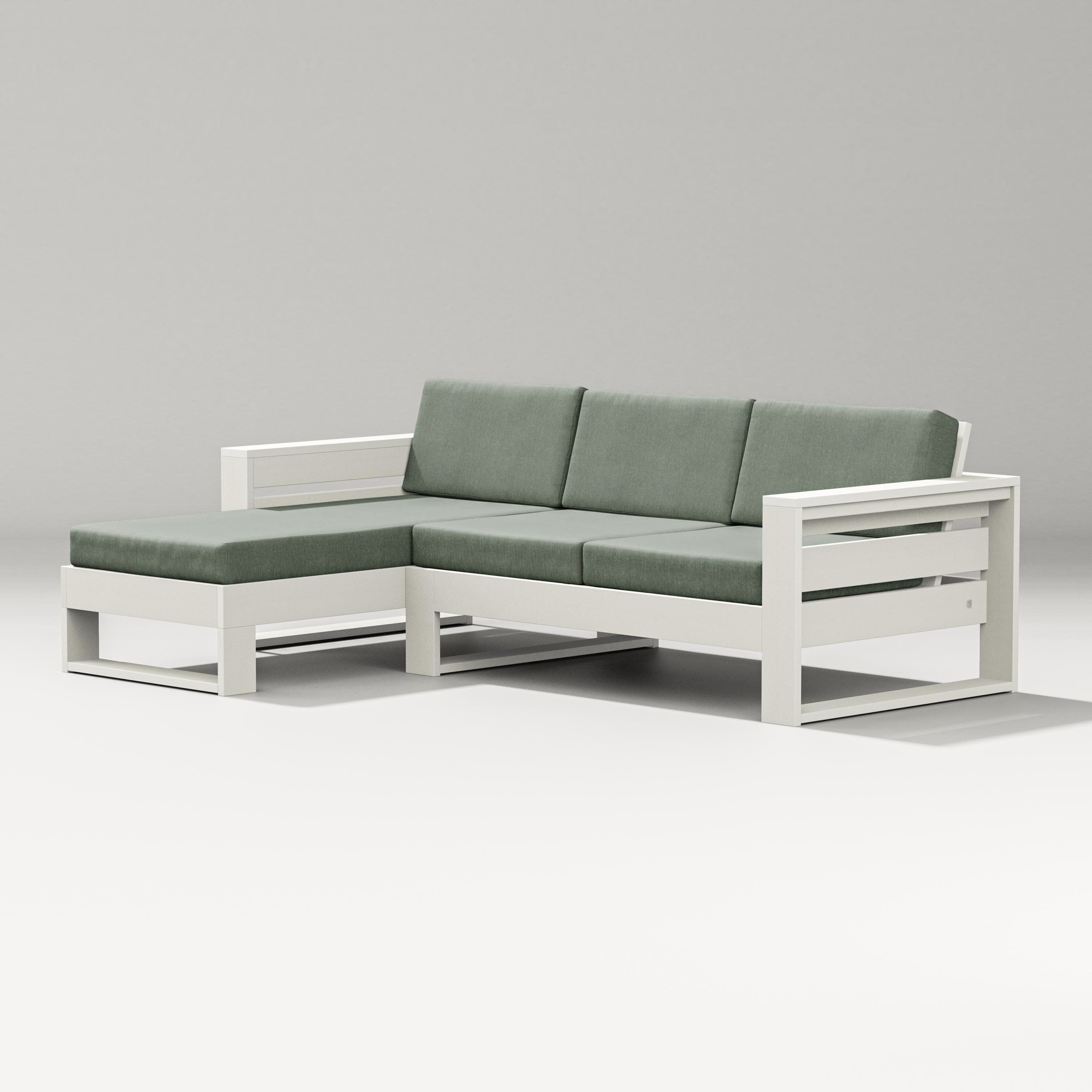 Latitude Left Chaise Sectional in Vintage White / Cast Sage