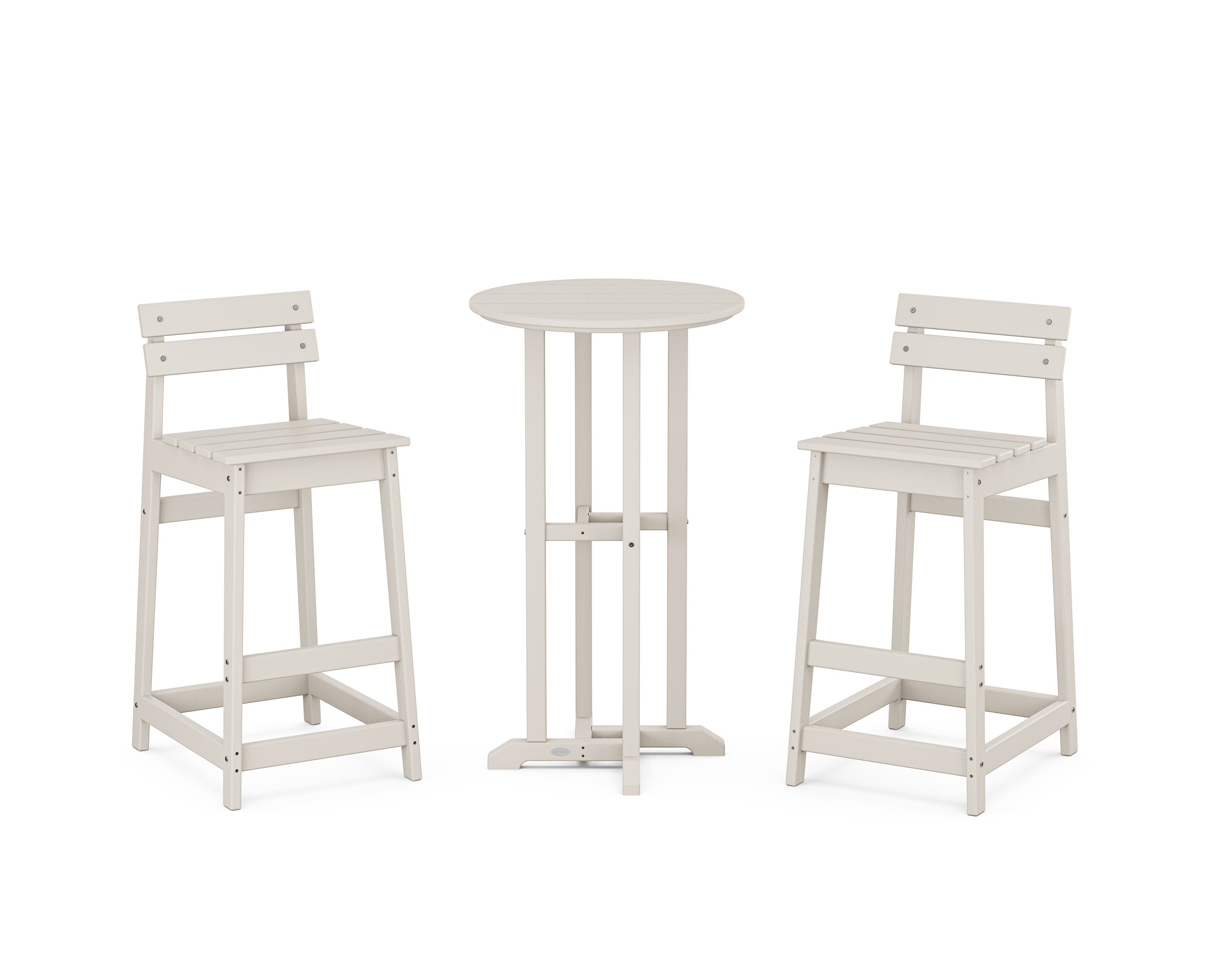 Modern Studio Plaza Lowback Bar Chair 3-Piece Bistro Set in Sand