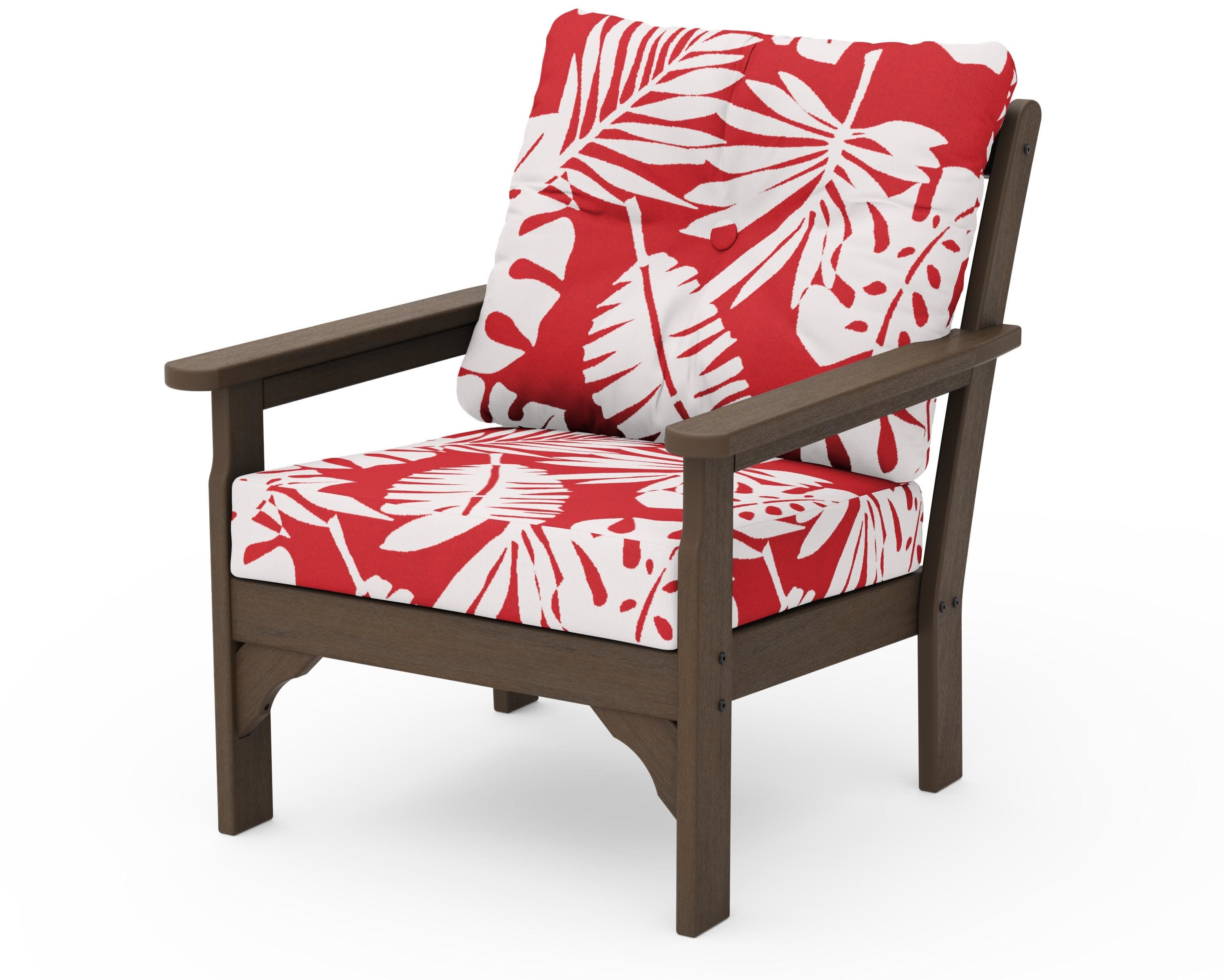 Vineyard Deep Seating Chair in Kona / Leaf Crimson