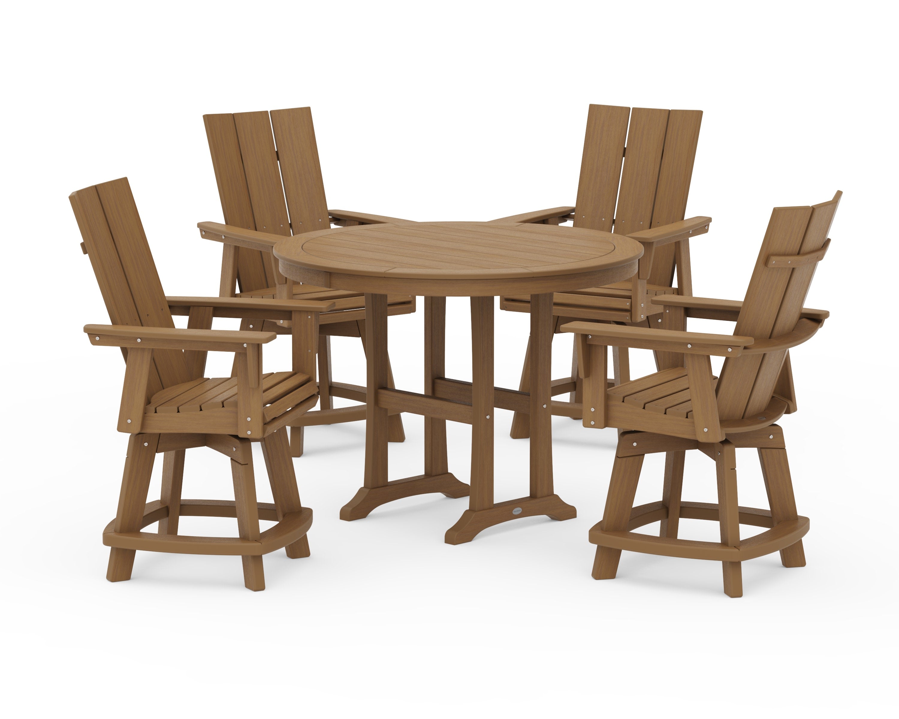 5-Piece Modern Swivel Counter Set in Natural