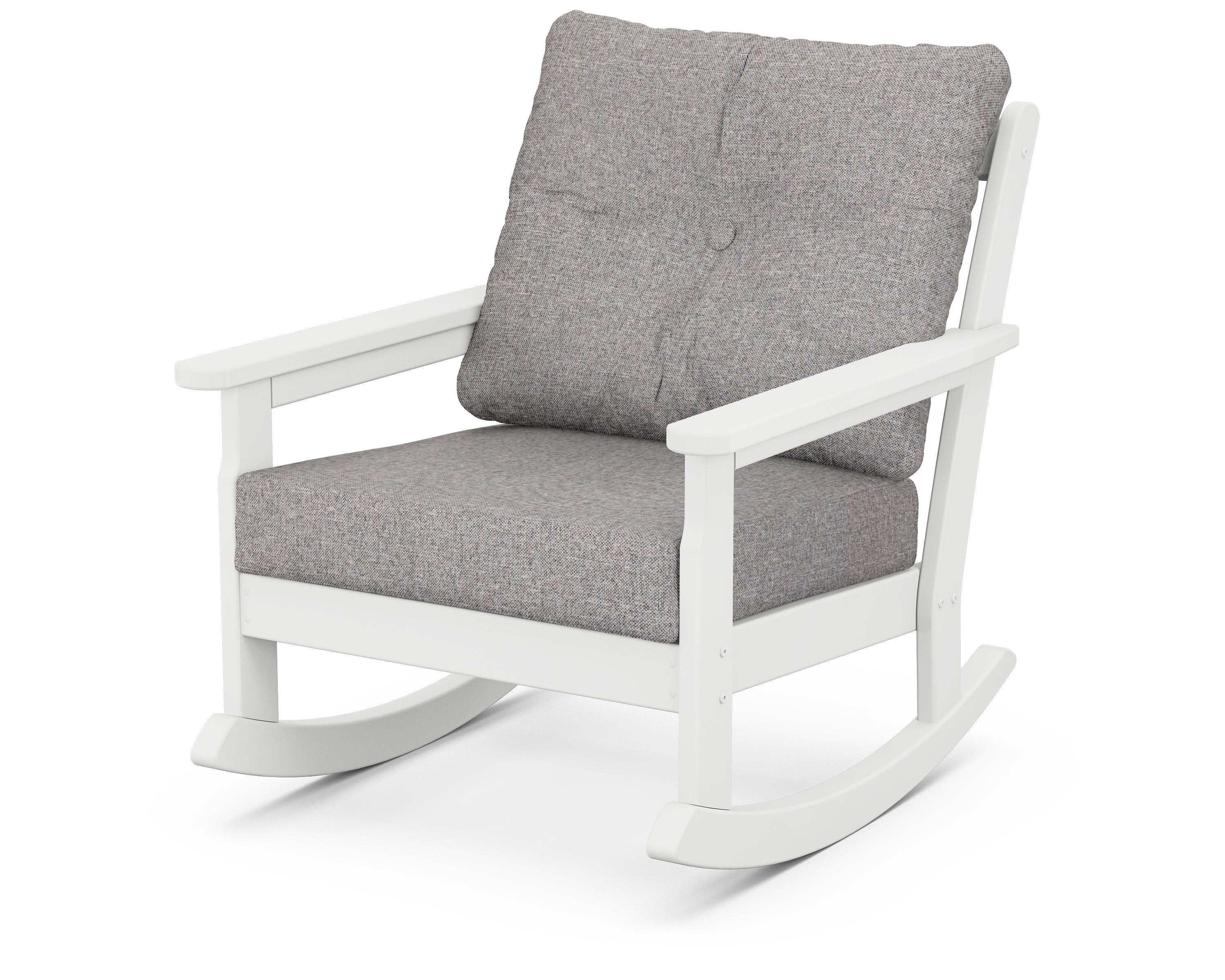 Vineyard Deep Seating Rocking Chair in White / Grey Mist