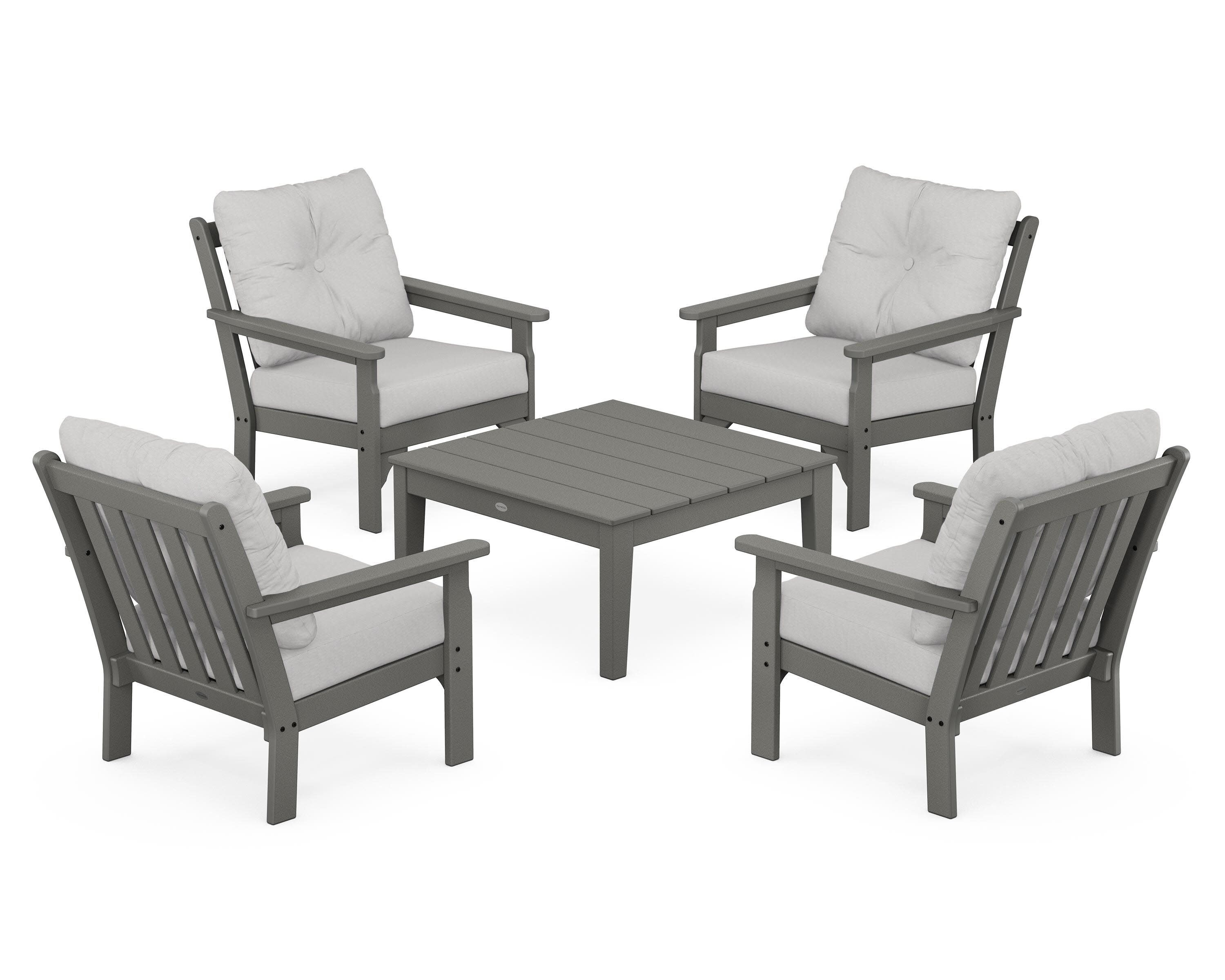 Vineyard 5-Piece Deep Seating Conversation Set in Slate Grey / Diamond in the Rough