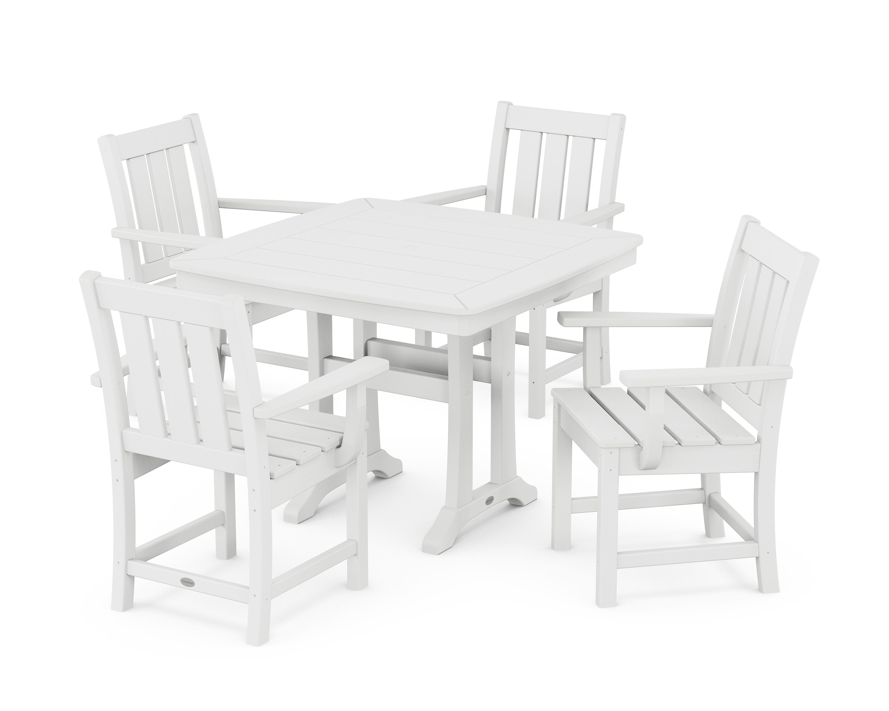 Oxford 5-Piece Dining Set with Trestle Legs in White