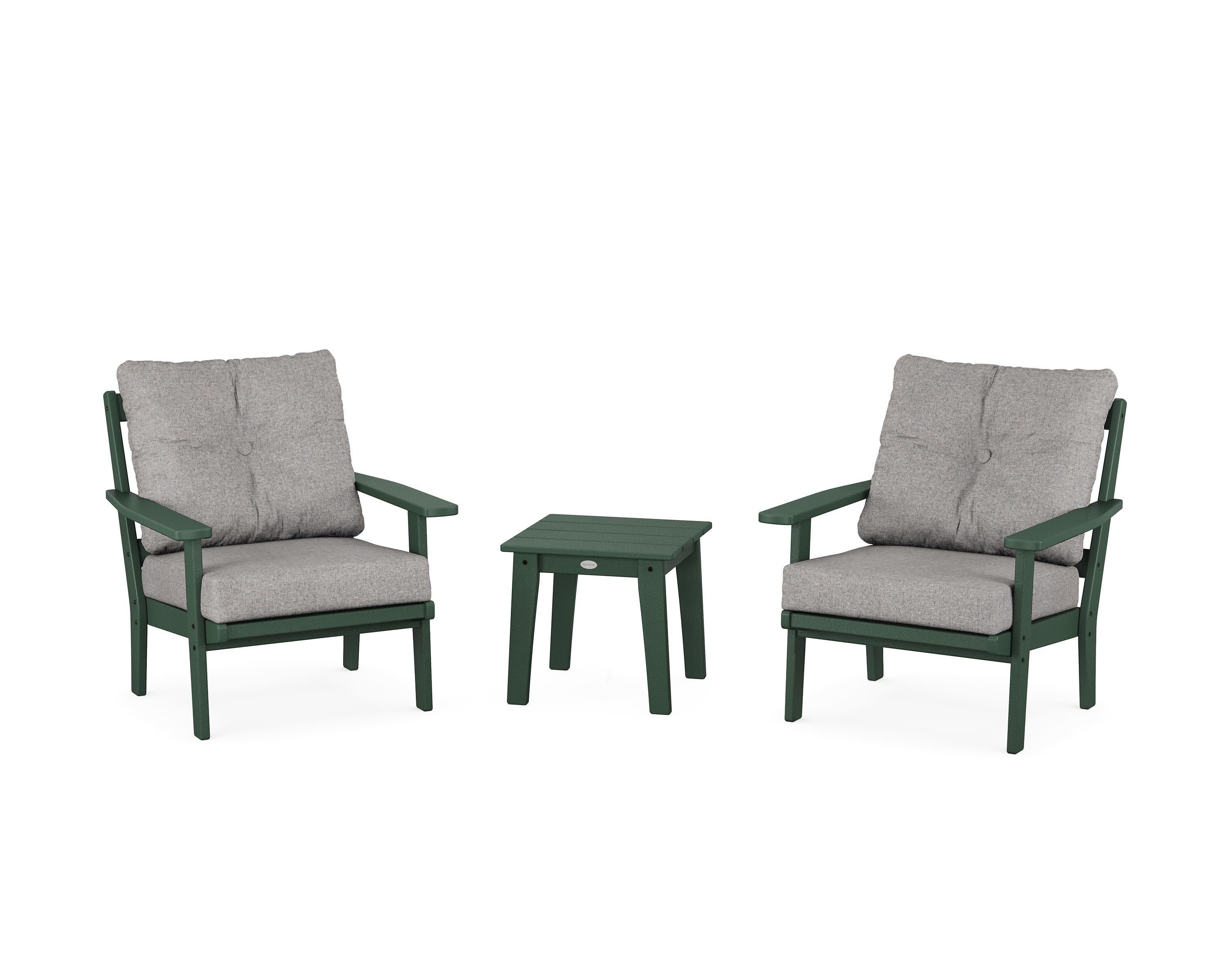 Oxford 3-Piece Deep Seating Set in Green / Grey Mist