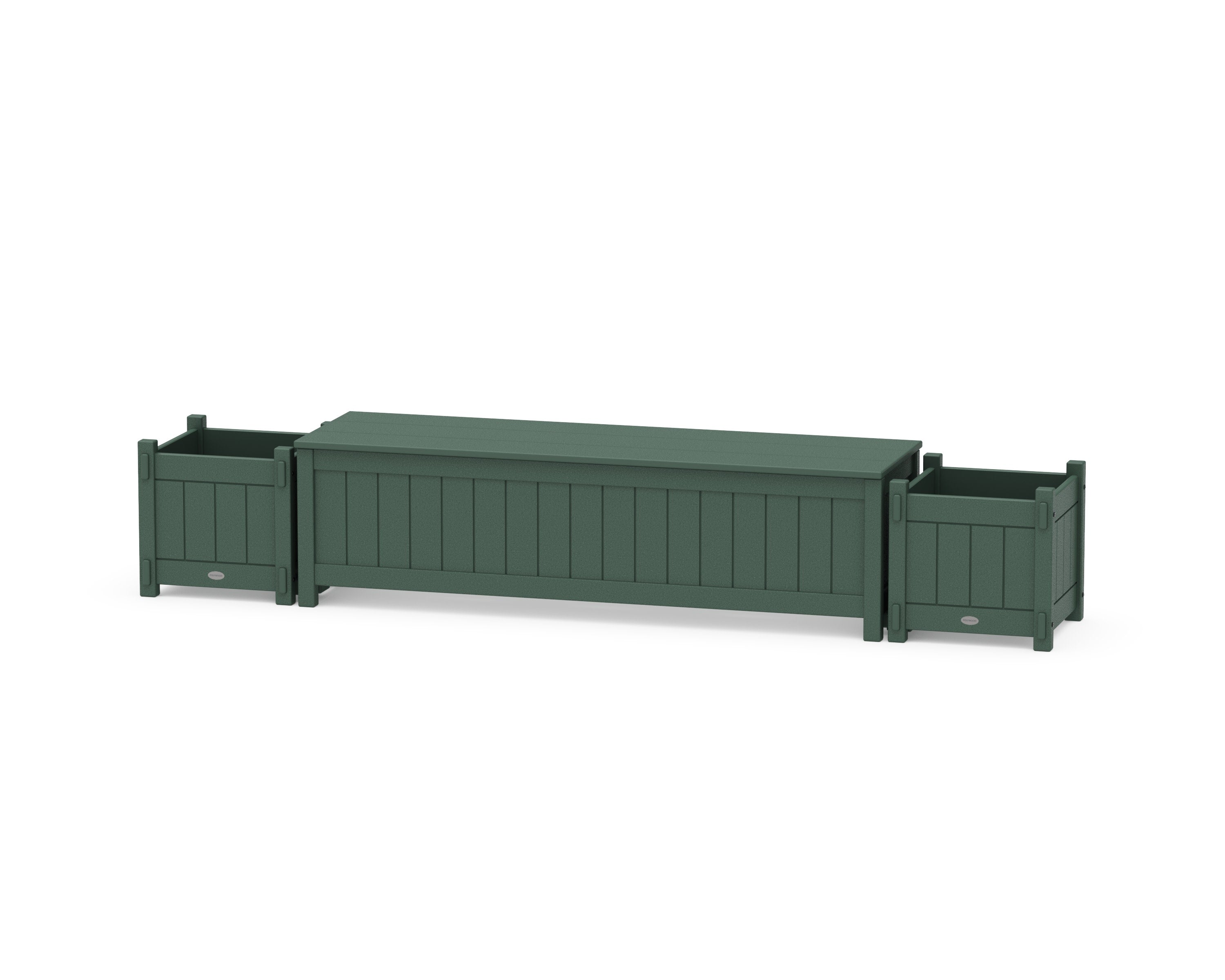 60" Vineyard Straight Planter Storage Bench Set in Green