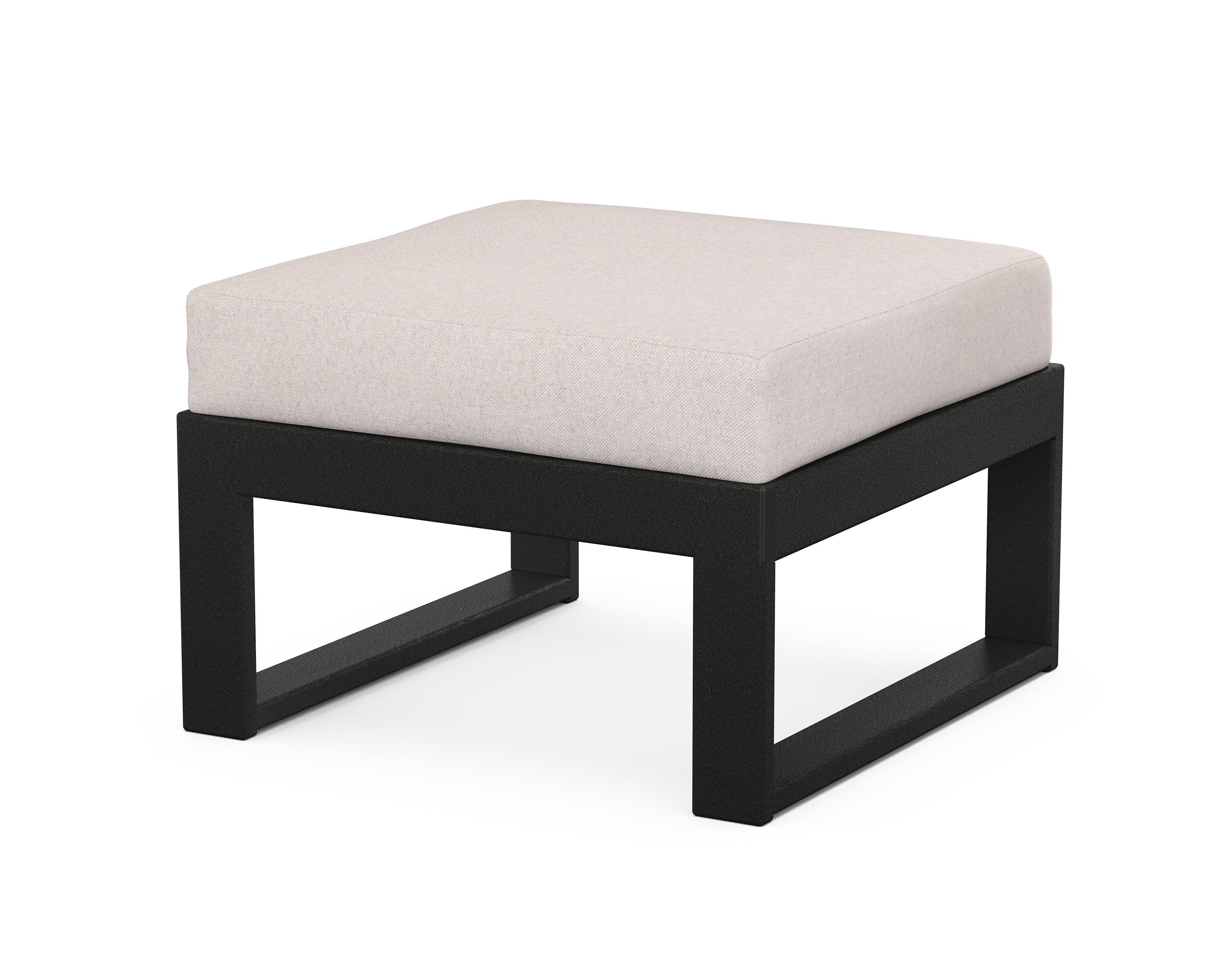 Modular Ottoman - Modern in Black / Dune Burlap