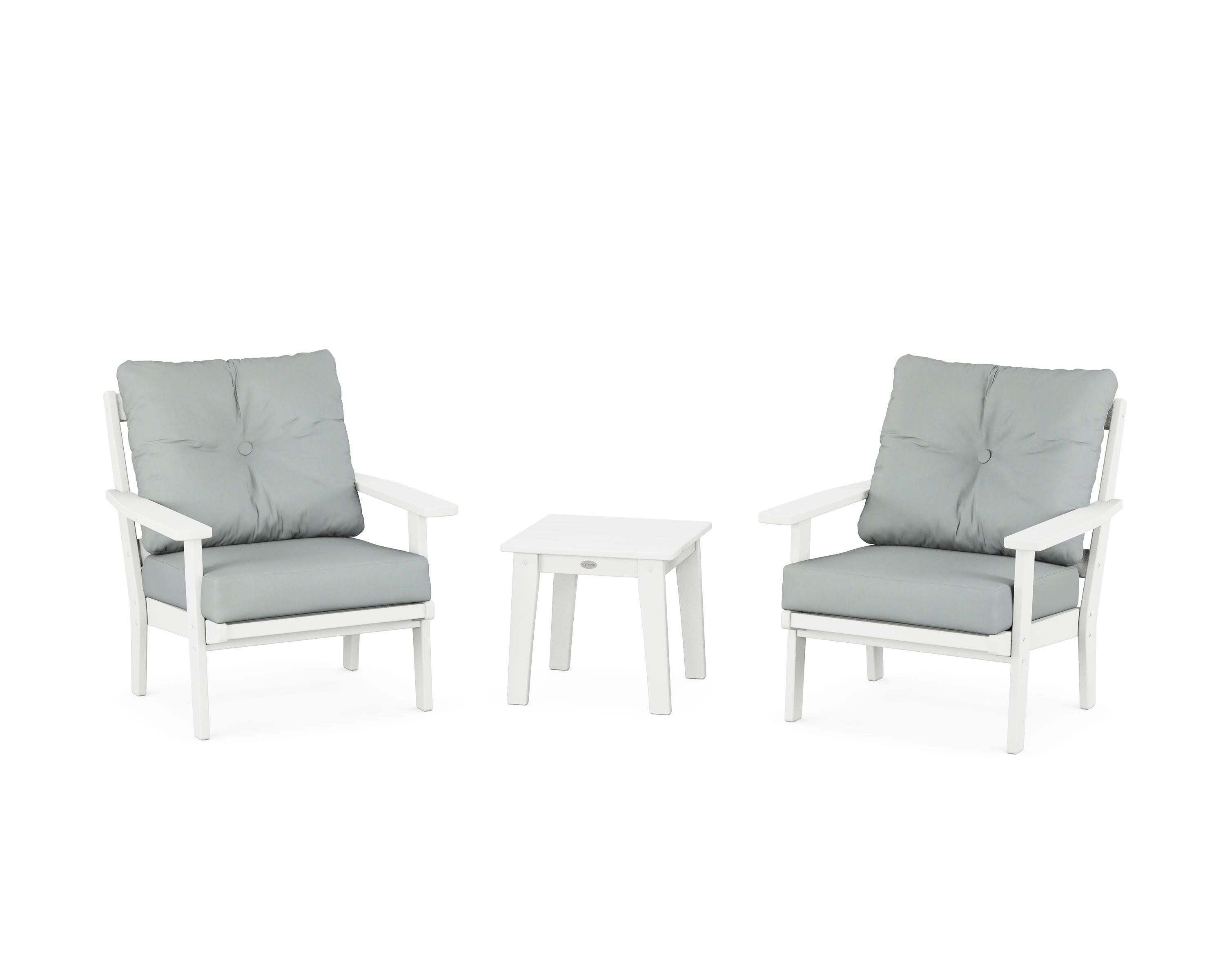 Prairie 3-Piece Deep Seating Set in White / Spa