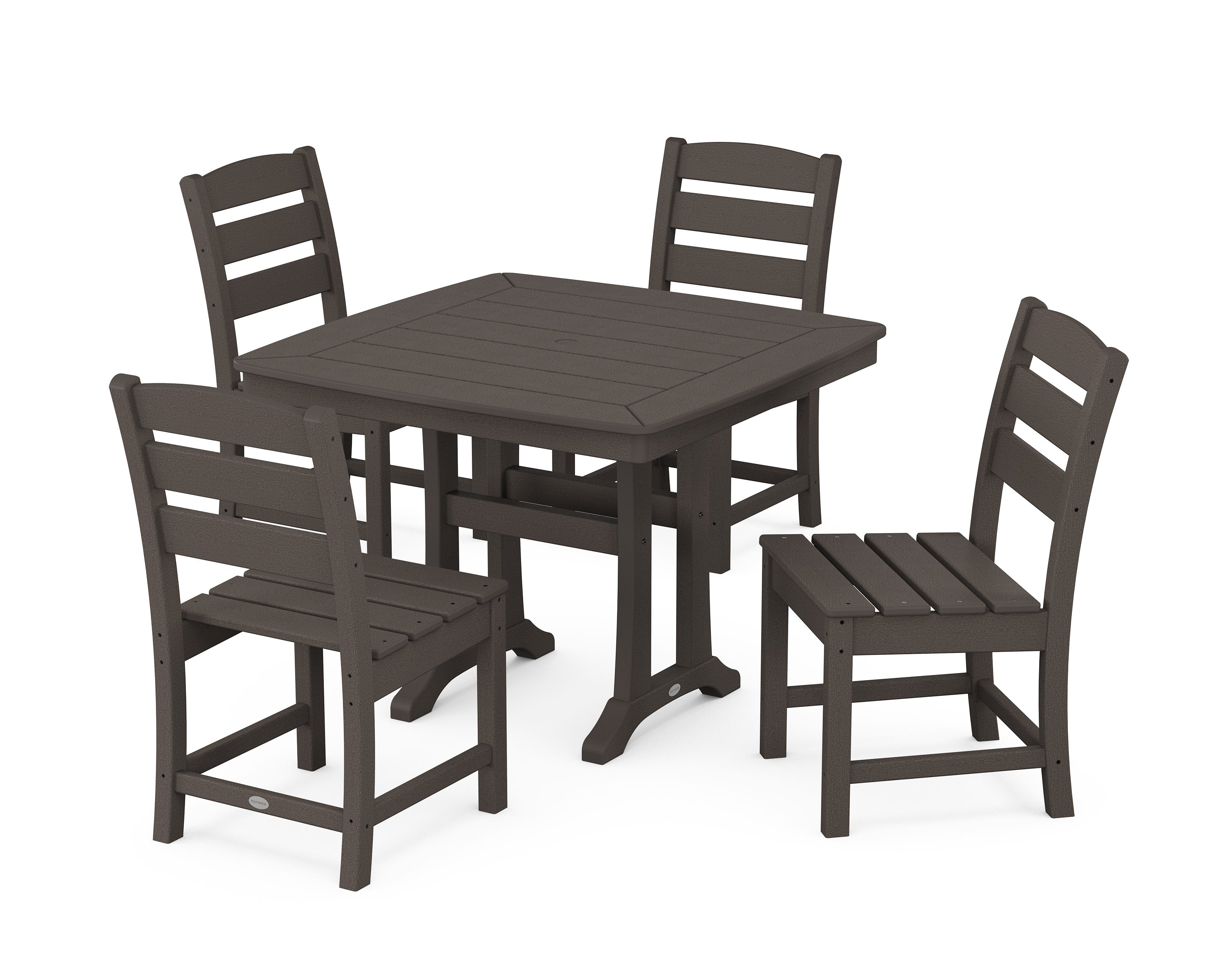 Lakeside Side Chair 5-Piece Dining Set with Trestle Legs in Vintage Coffee