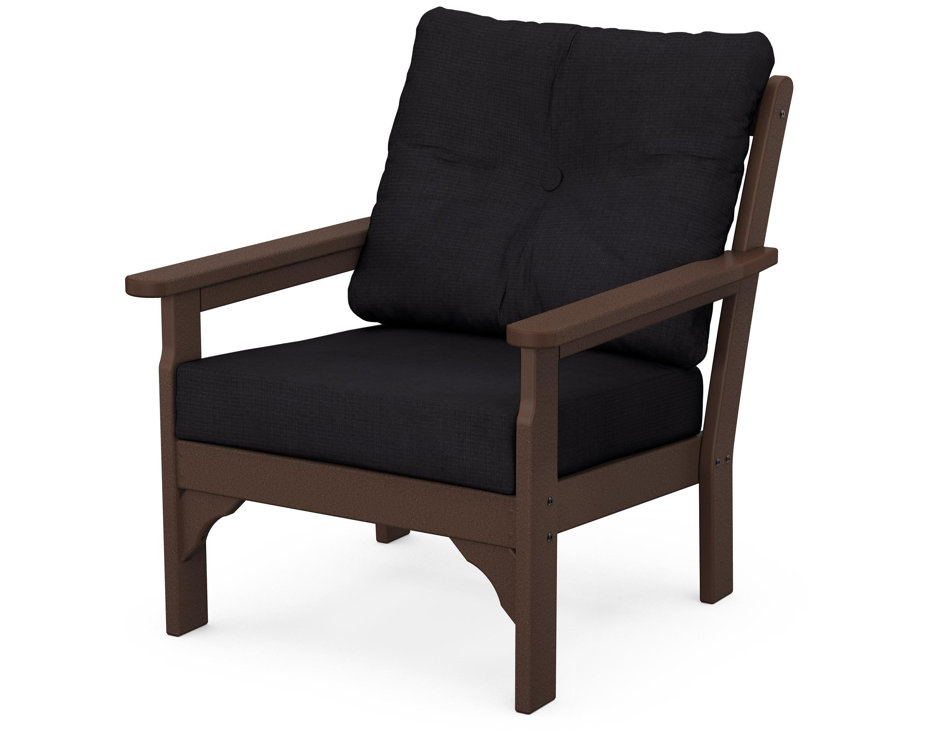 Vineyard Deep Seating Chair in Mahogany / Midnight Linen