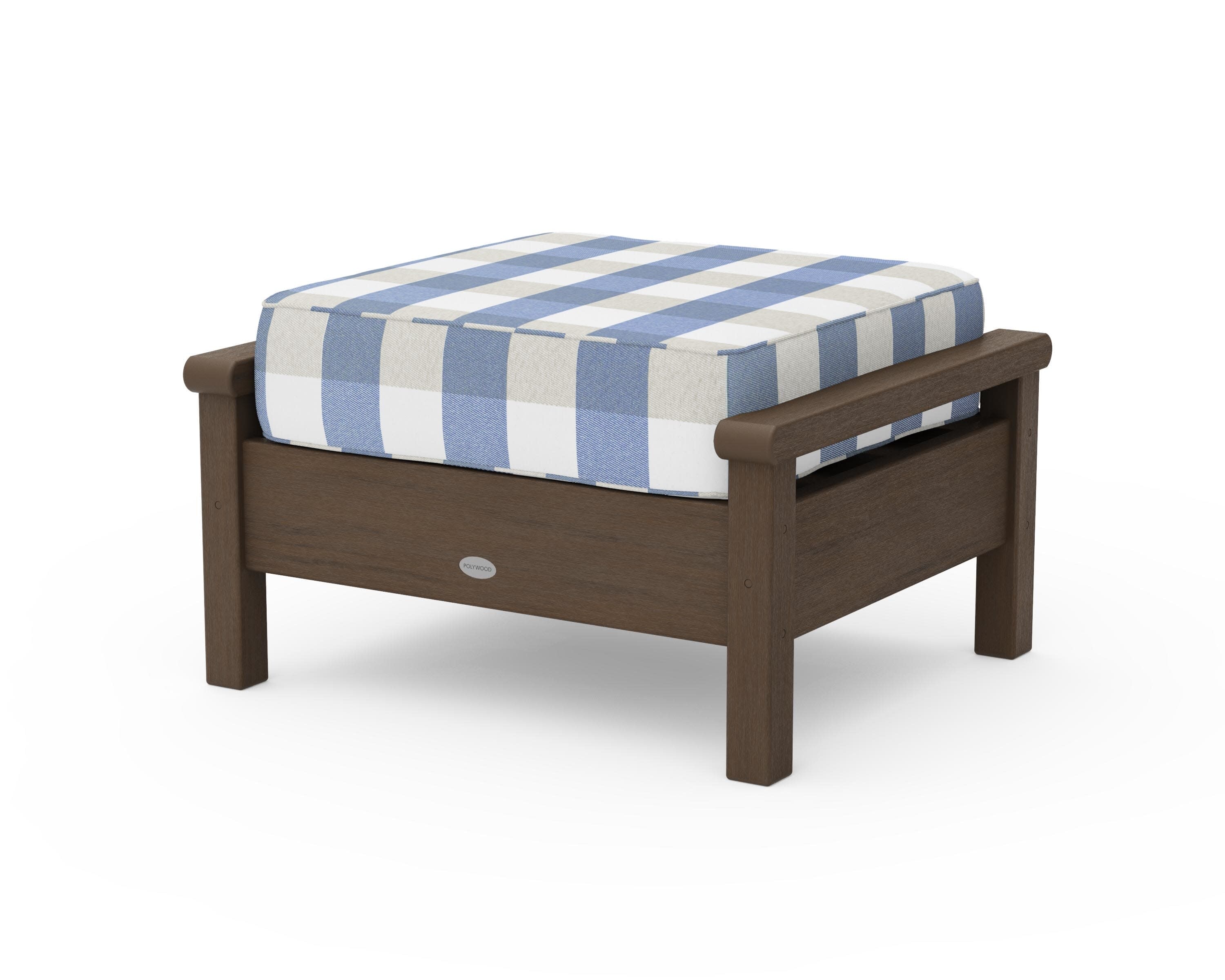 Harbour Deep Seating Ottoman in Kona / Buffalo Plaid Sky Blue
