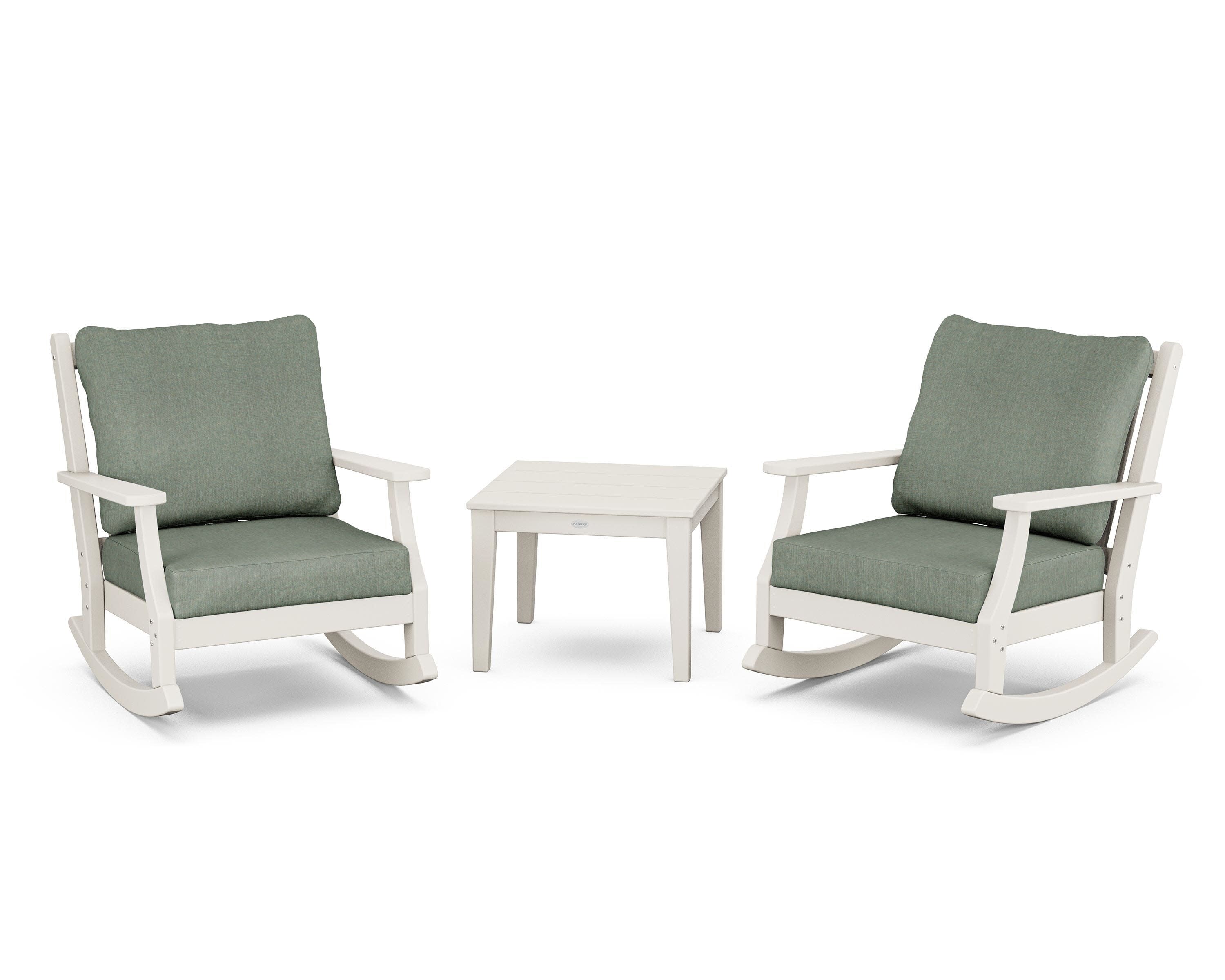 Wovendale 3-Piece Deep Seating Rocker Set in Sand / Cast Sage