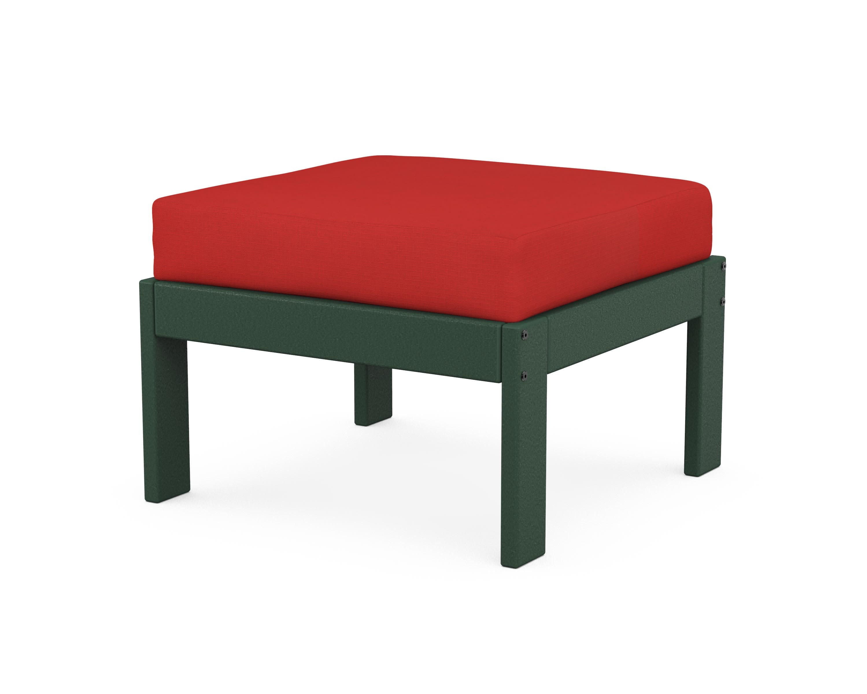 Vineyard Modular Ottoman in Green / Crimson Linen