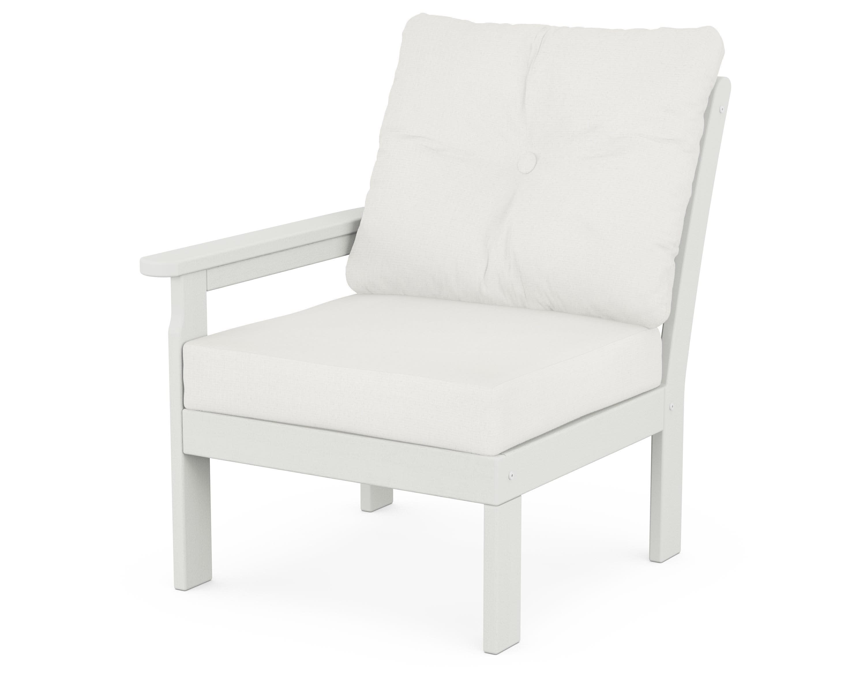 Vineyard Modular Left Arm Chair in Vintage White / Natural Linen
