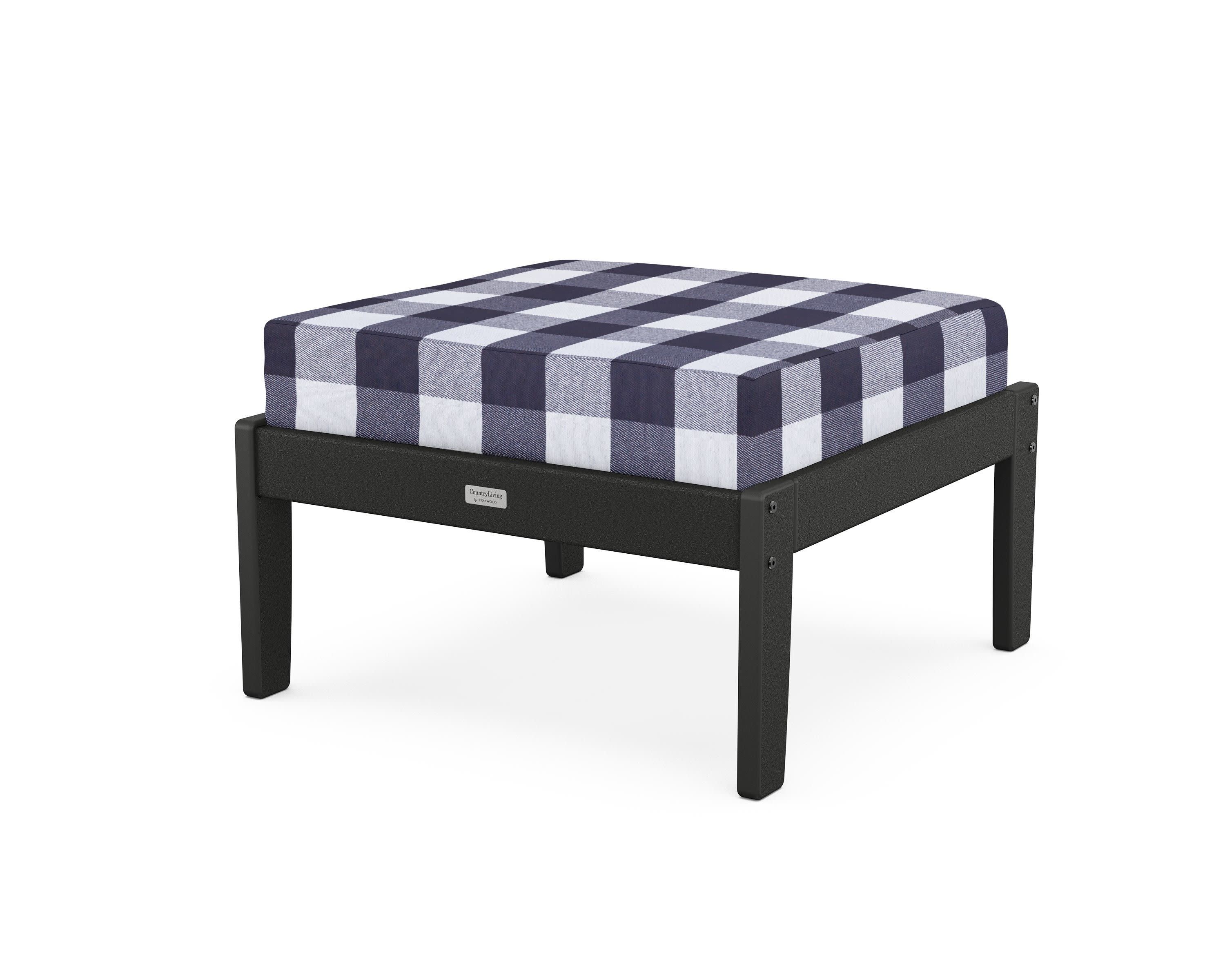 Cottage Deep Seating Ottoman in Black / Buffalo Plaid Navy