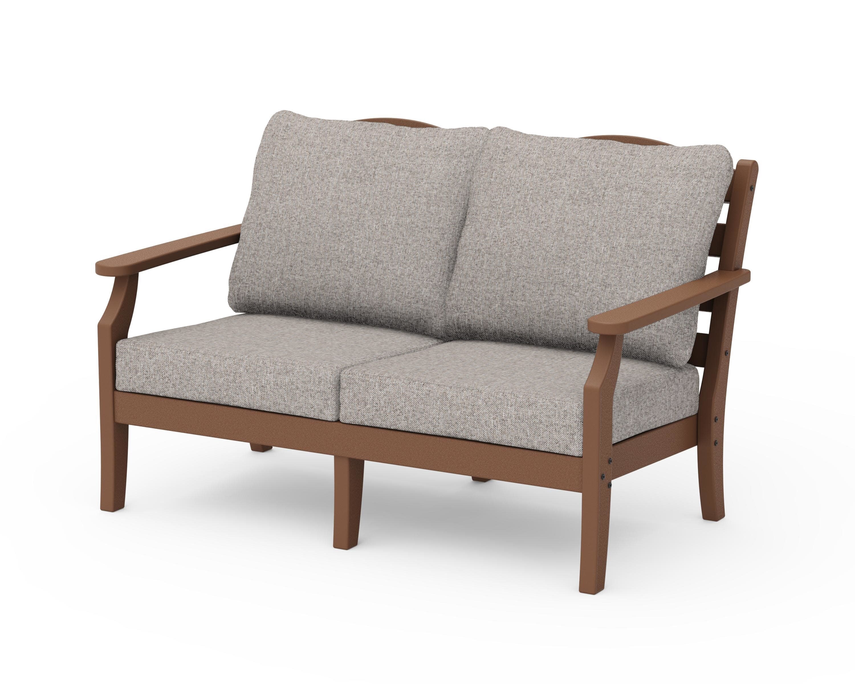 Savannah Deep Seating Loveseat in Teak / Weathered Tweed