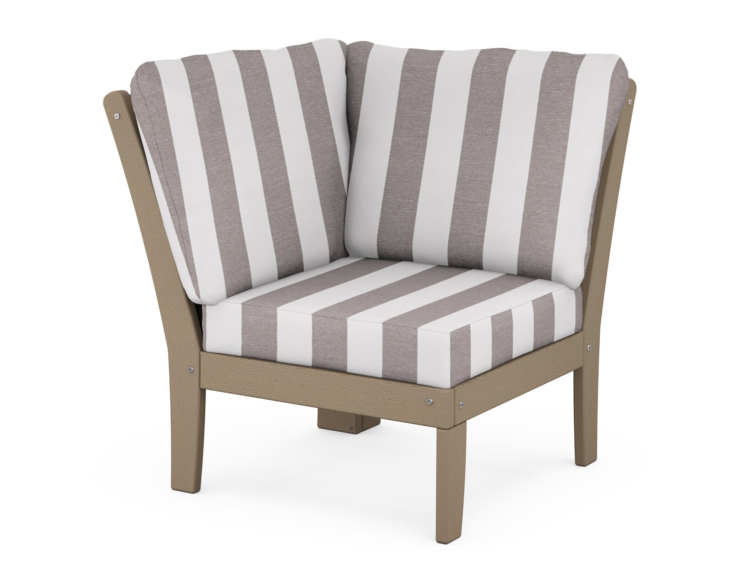 Braxton Modular Corner Chair in Vintage Sahara / Cabana Stripe Grey Mist