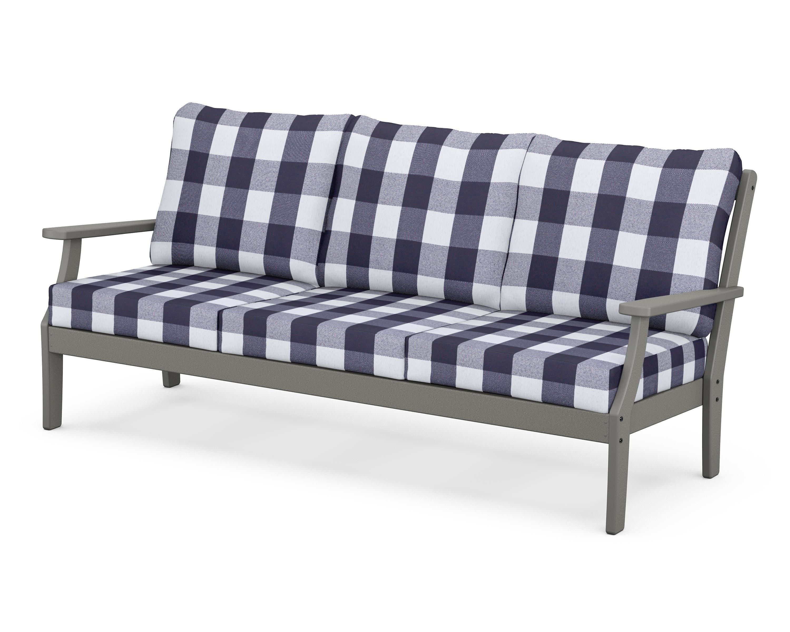 Braxton Deep Seating Sofa in Slate Grey / Buffalo Plaid Navy