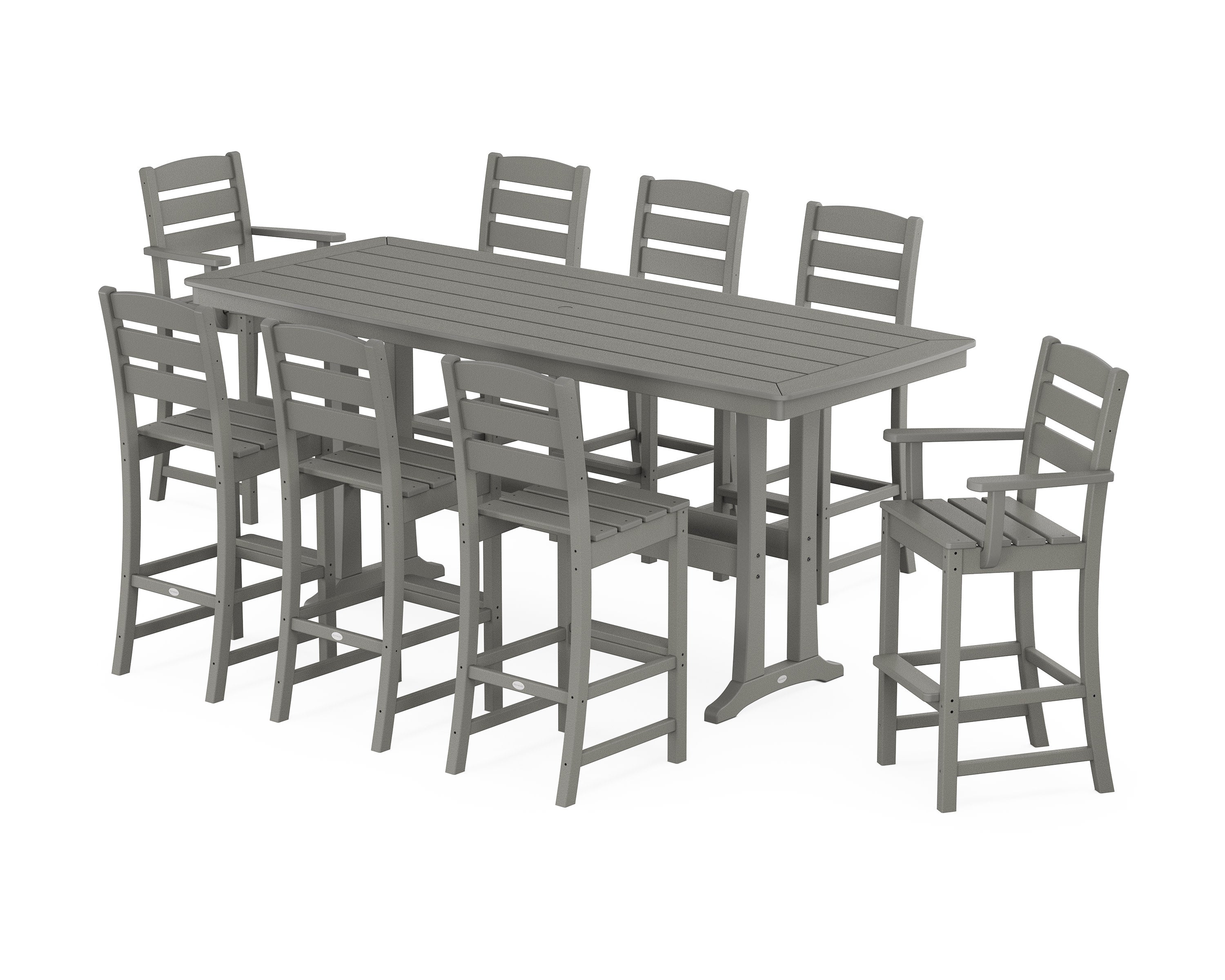 Lakeside 9-Piece Bar Set with Trestle Legs in Slate Grey