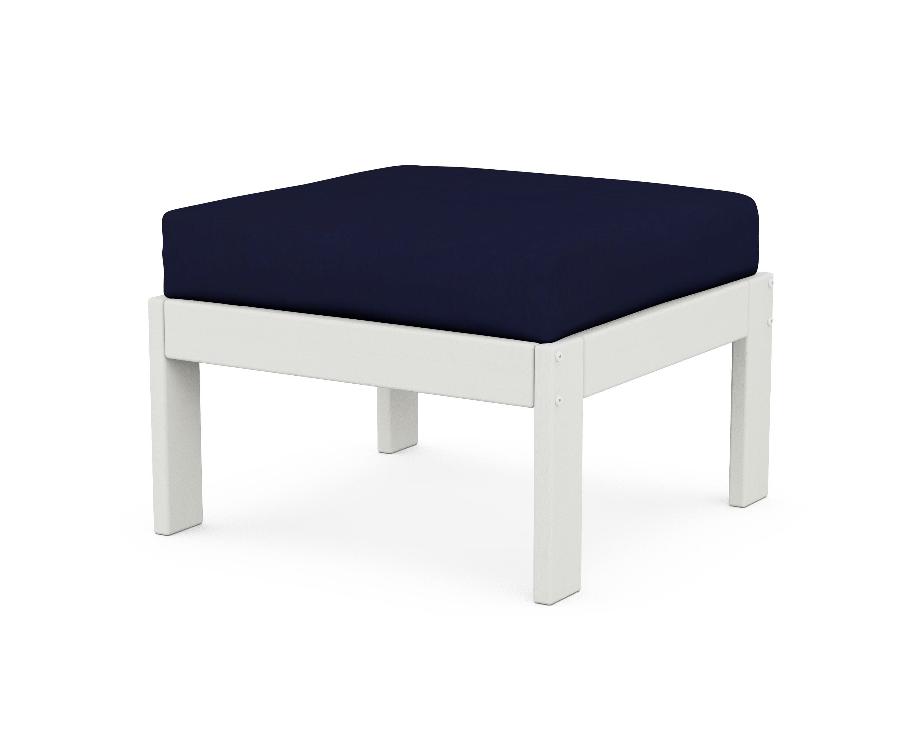 Vineyard Modular Ottoman in Vintage White / Navy