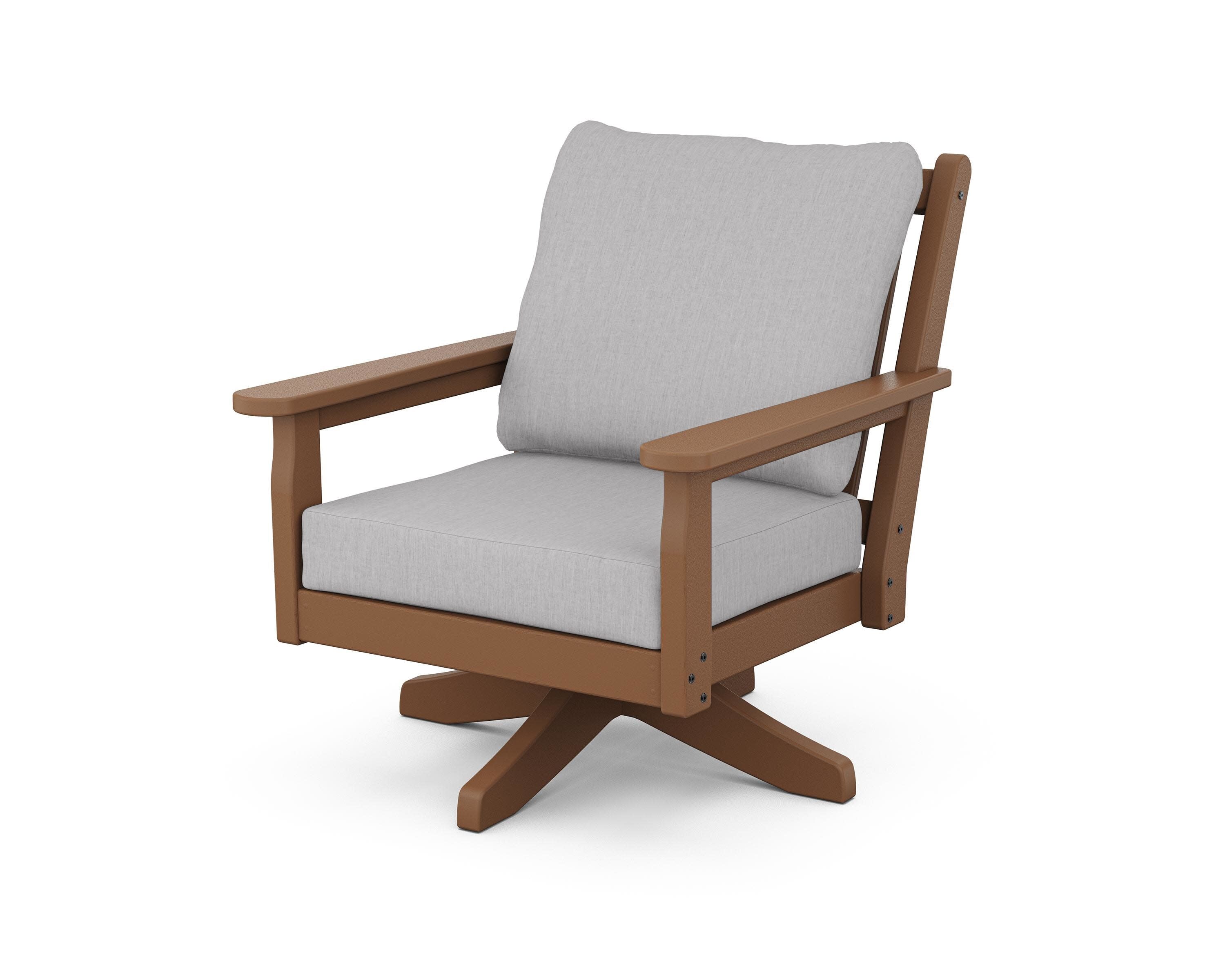 Chippendale Deep Seating Swivel Chair in Teak / Granite