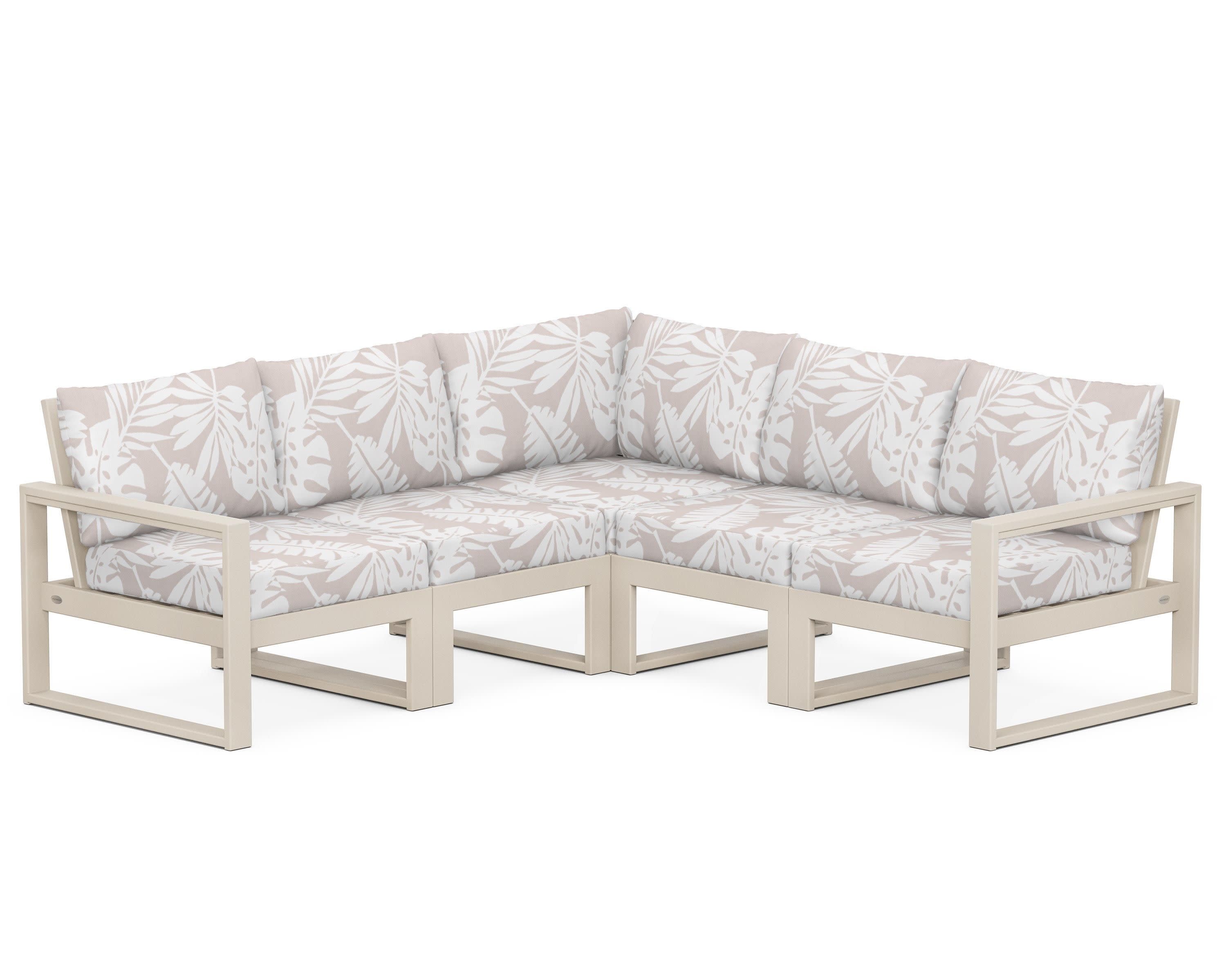 EDGE 5-Piece Modular Deep Seating Set in Sand / Leaf Dune Burlap